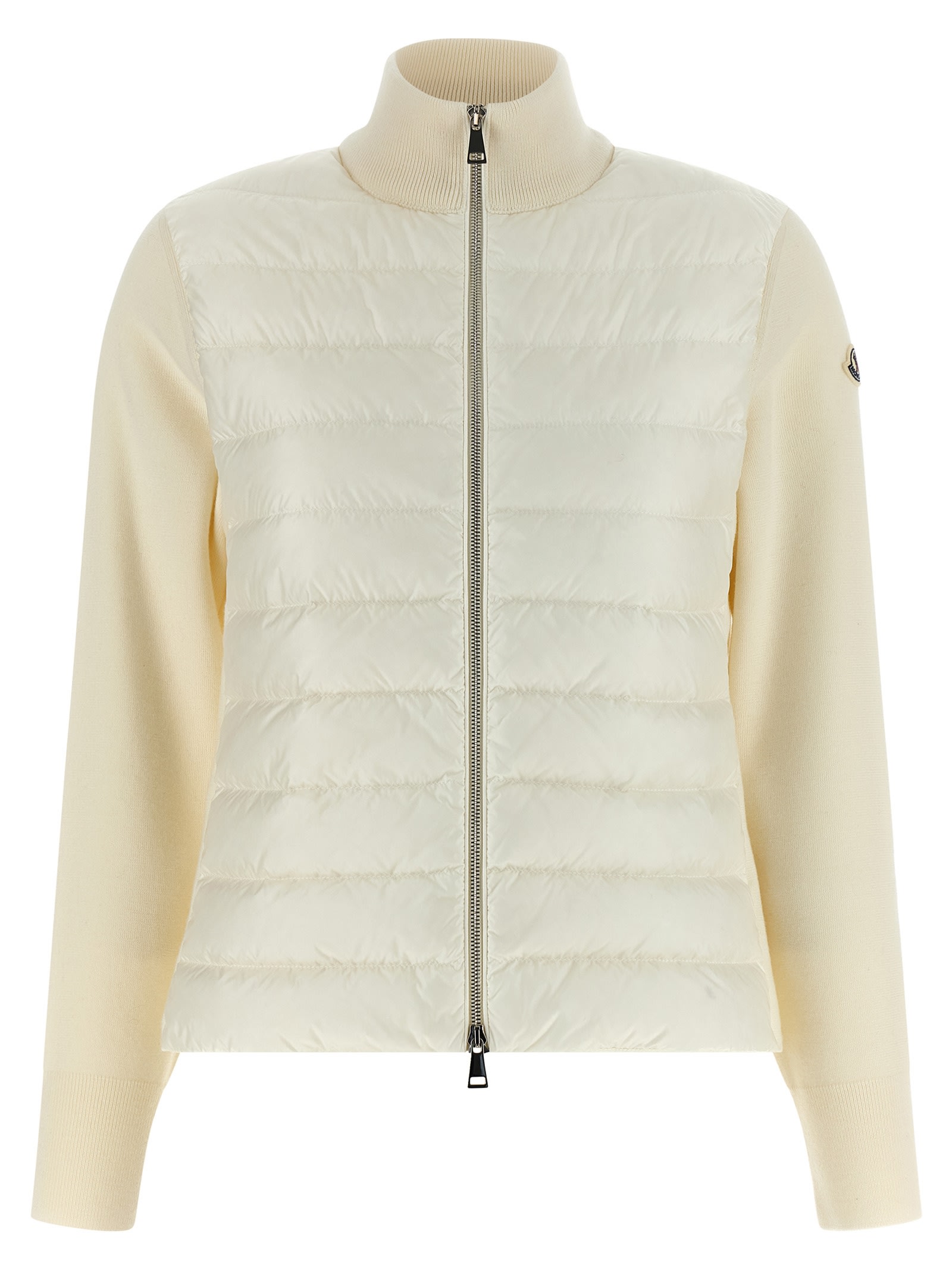 Moncler Two-material Cardigan In Neutral