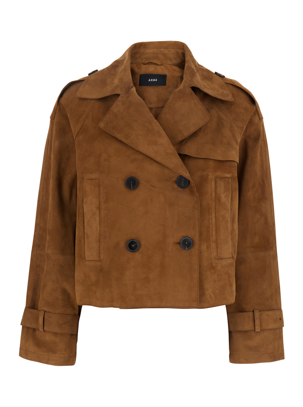 sia Brown Double-breasted Jacket With Notched Revers In Suede Woman