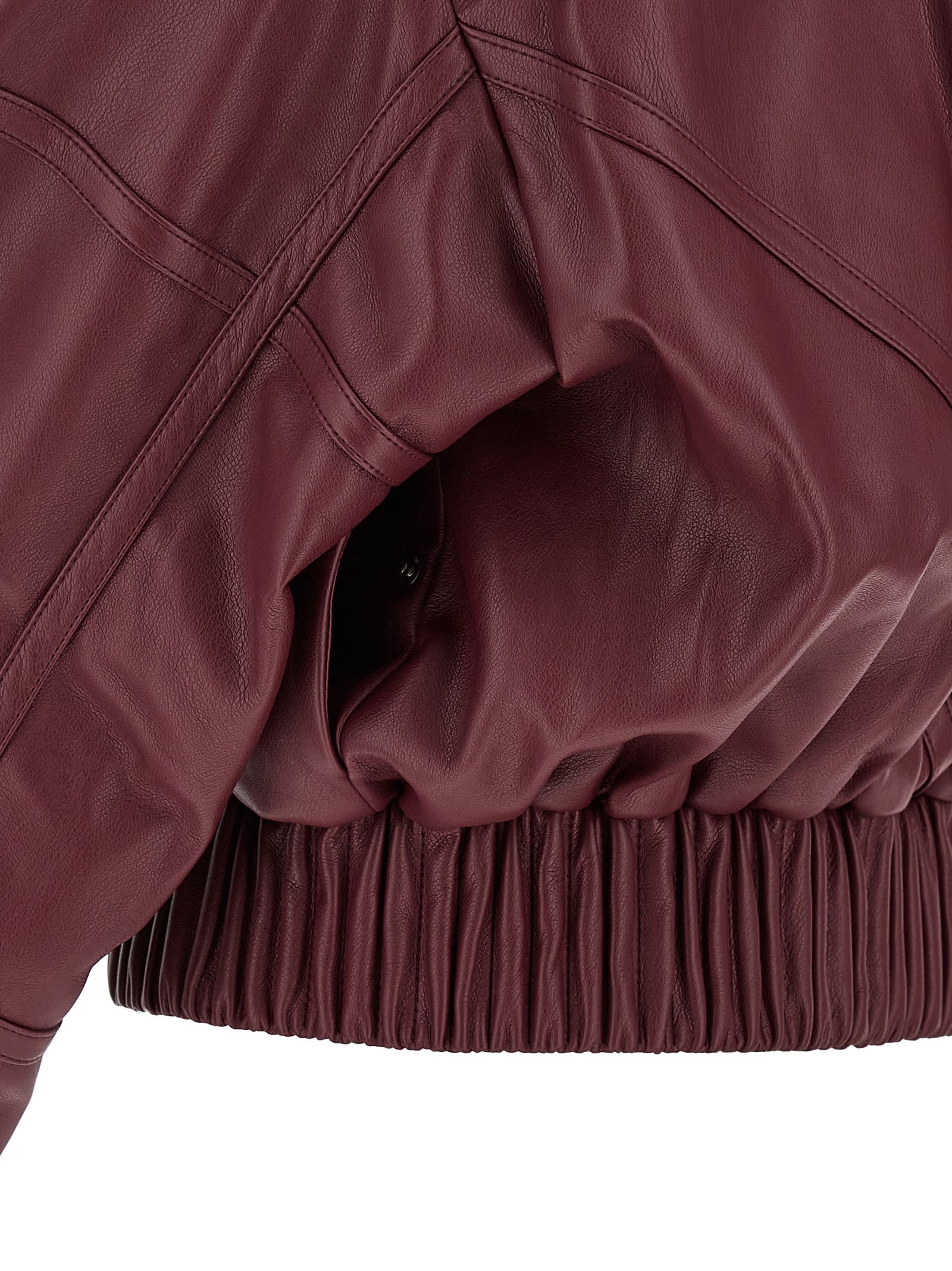 Rotate Birger Christensen Collared Panel Detailing Bomber Jacket In Burgundy