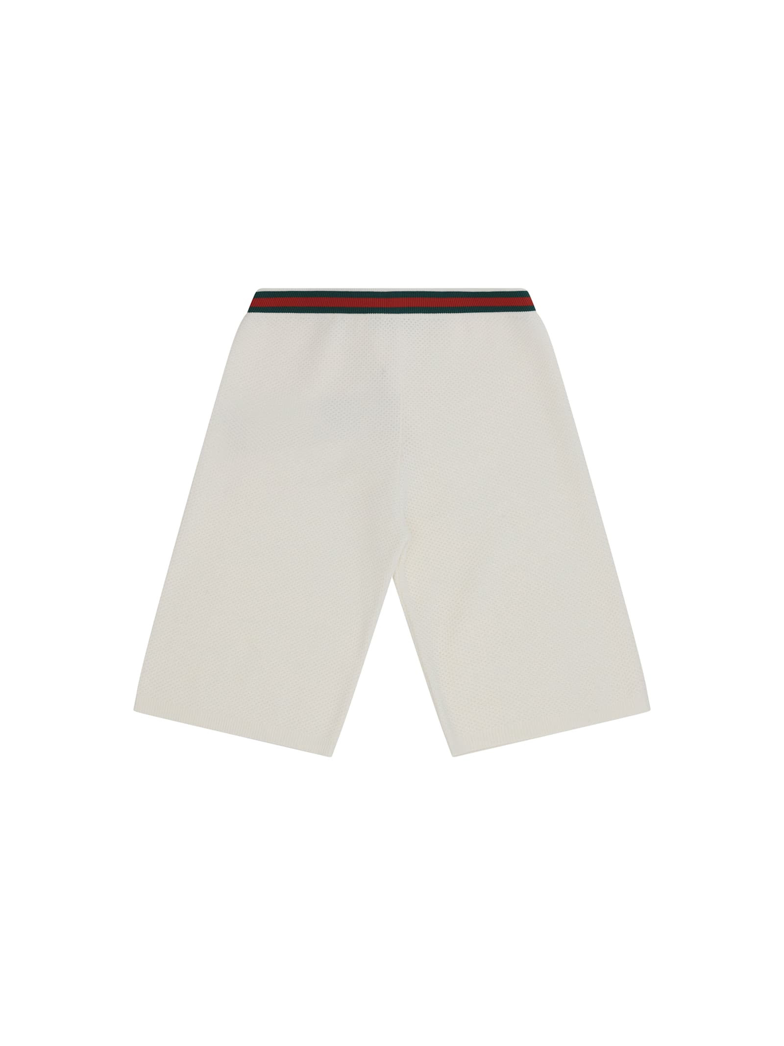 Gucci Web-stripe Trim Shorts In White/green/red
