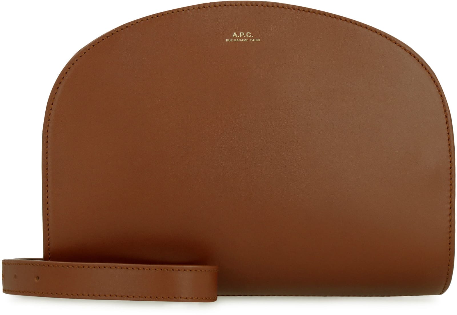Shop Apc Demi-lune Leather Crossbody Bag In Brown