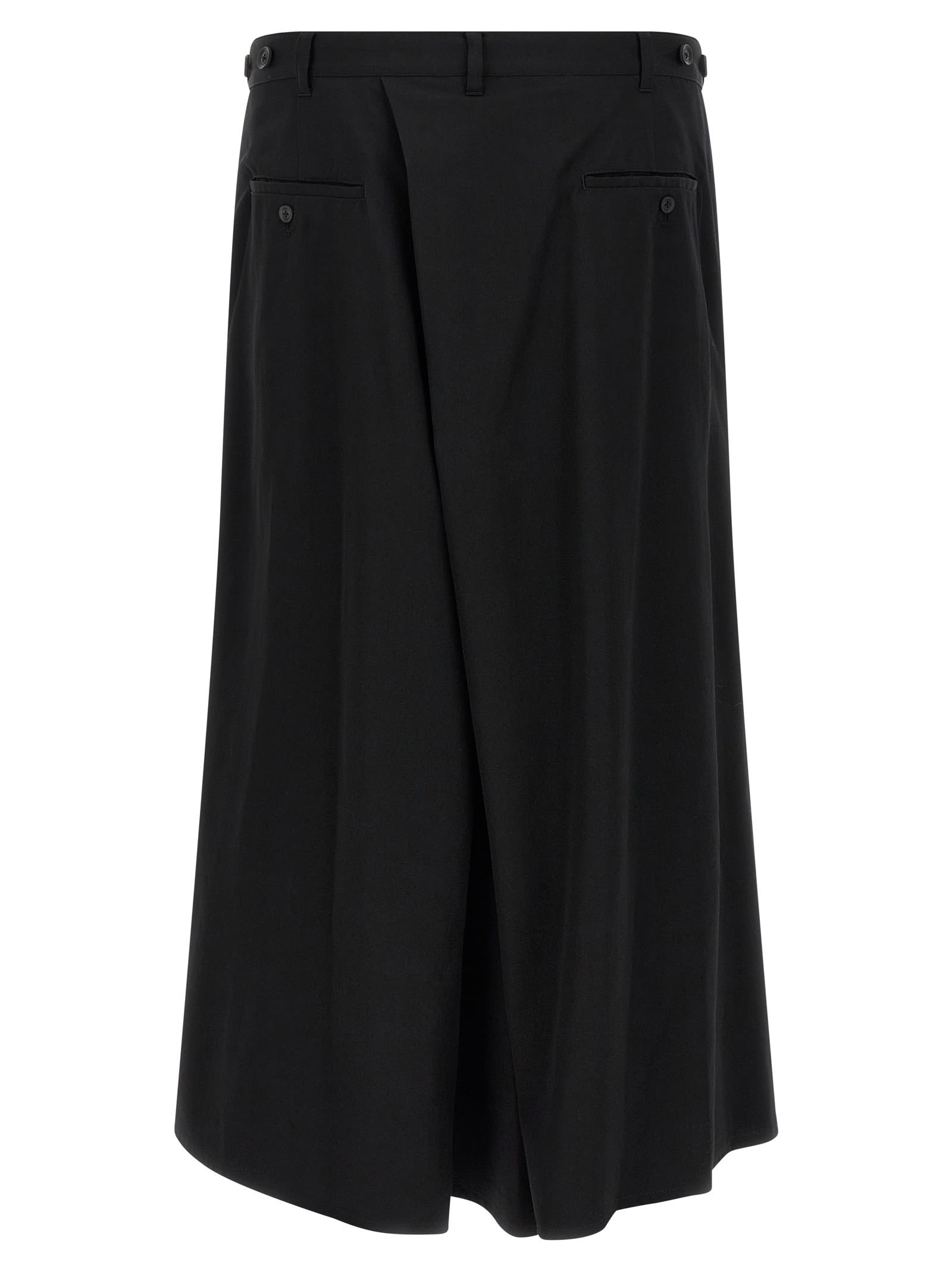 Yohji Yamamoto Pleated Trousers With Button And Belt Loops In Black