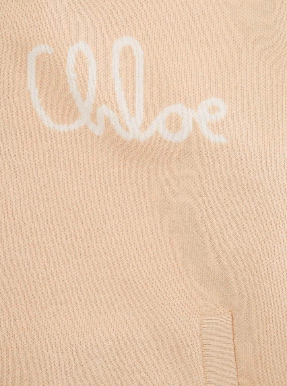 Chloé Cotton-wool Logo Zip-up Hoodie In Sand
