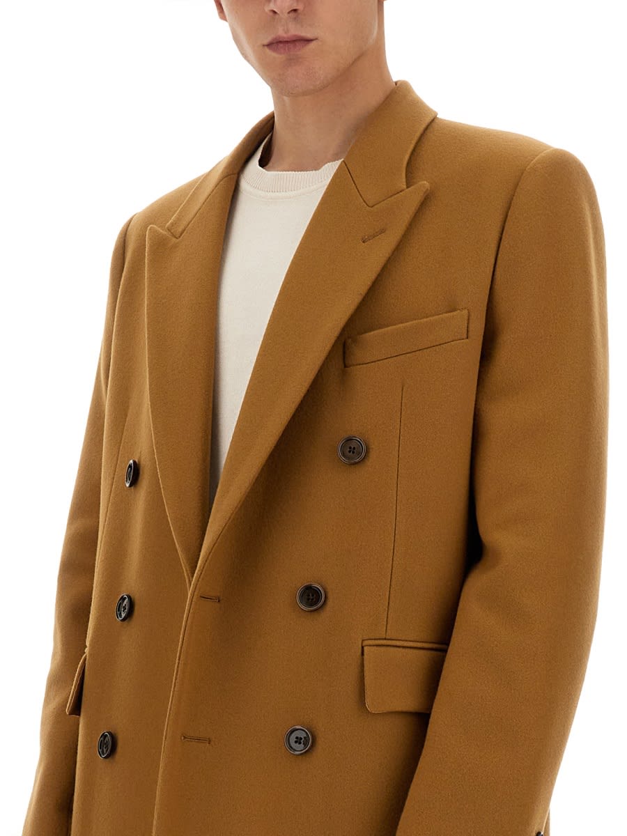 Shop Lardini Double-breasted Coat In Beige