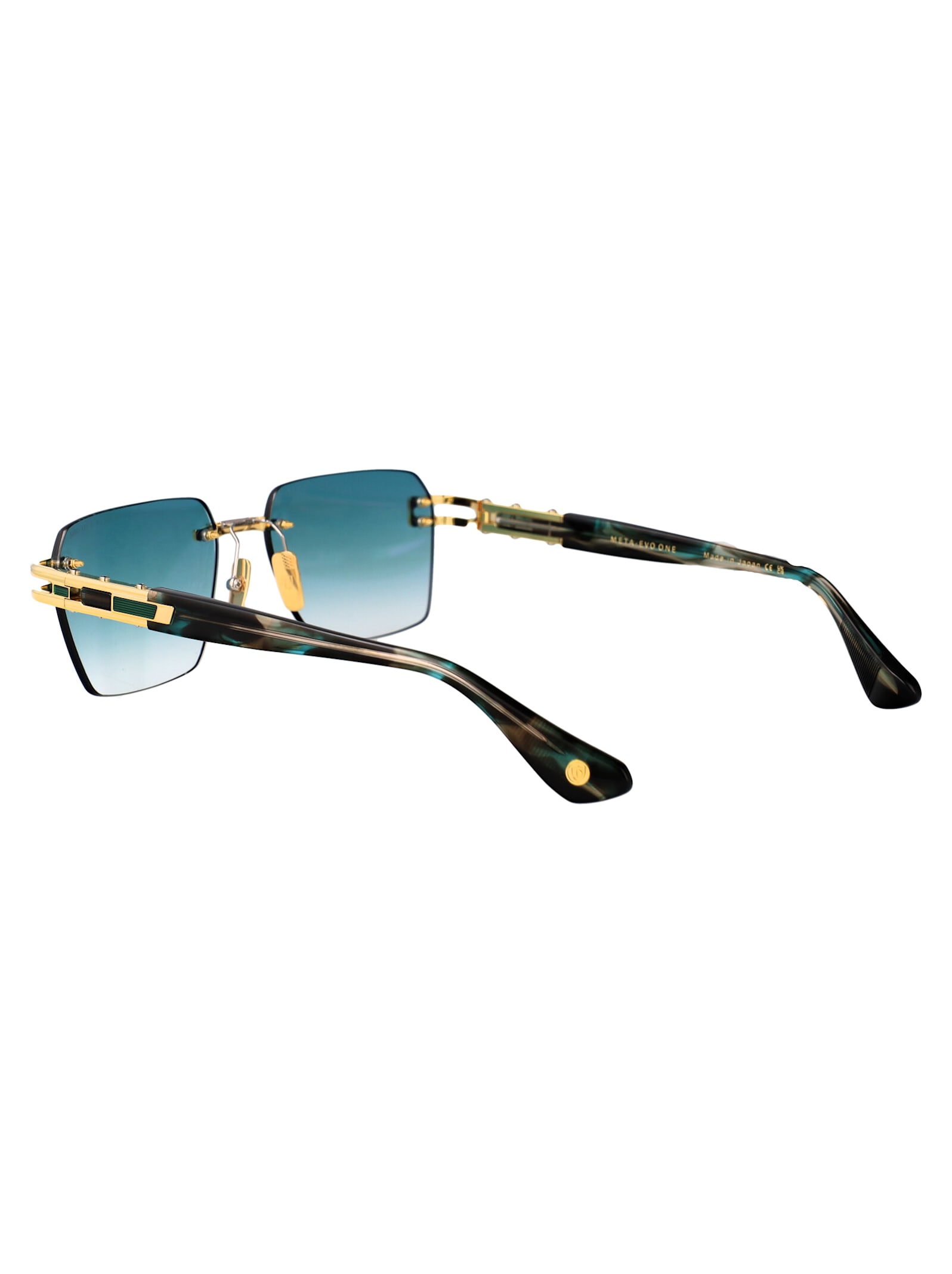 Dita Meta-evo One Sunglasses In Yellow Gold - Arctic Sky Swirl W Turquoise To Clear Gradient