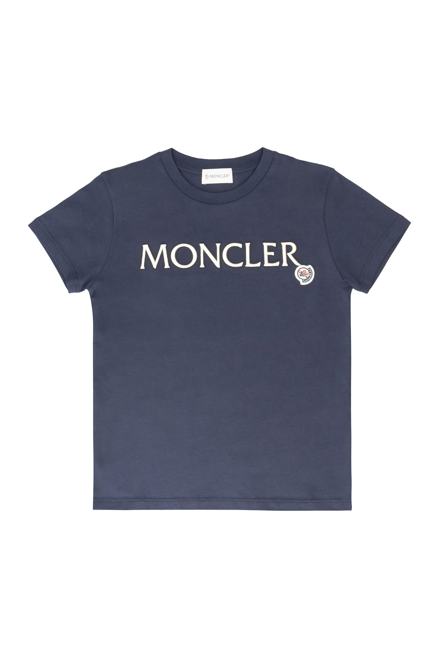 Moncler Cotton Crew-neck T-shirt In Blue