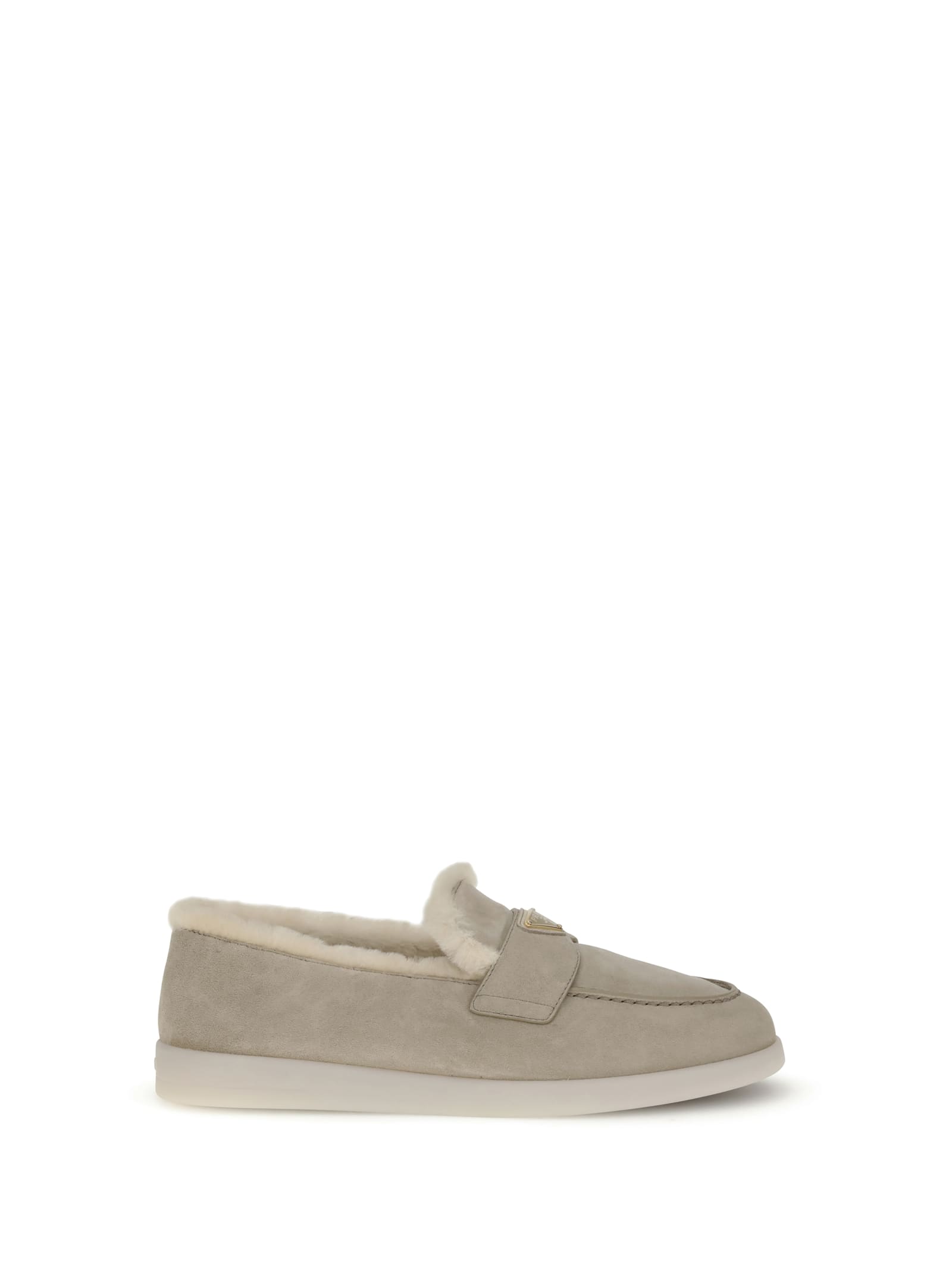 Prada Suede Loafers In Neutral