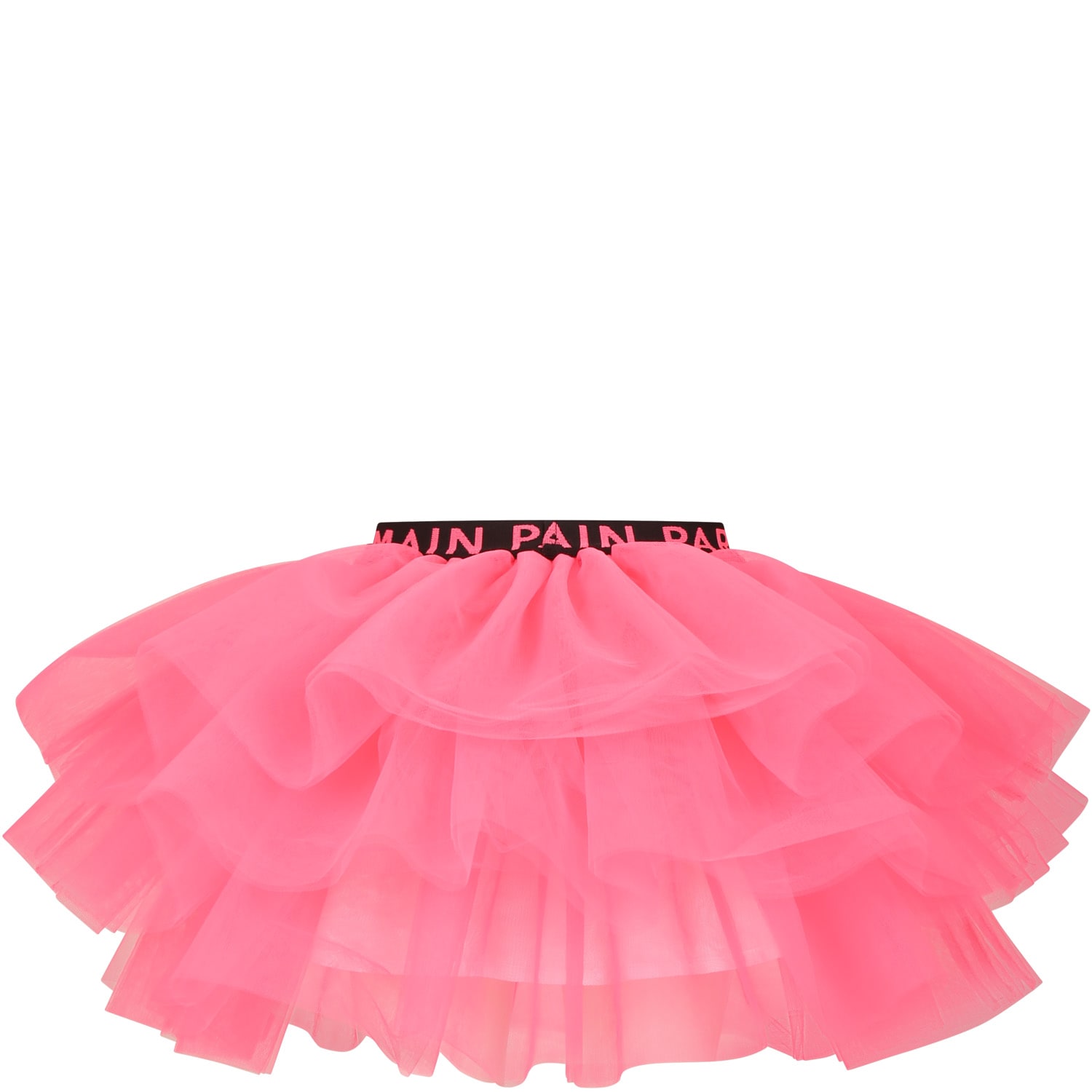 Shop Balmain Fuchsia Skirt For Girl With Logo