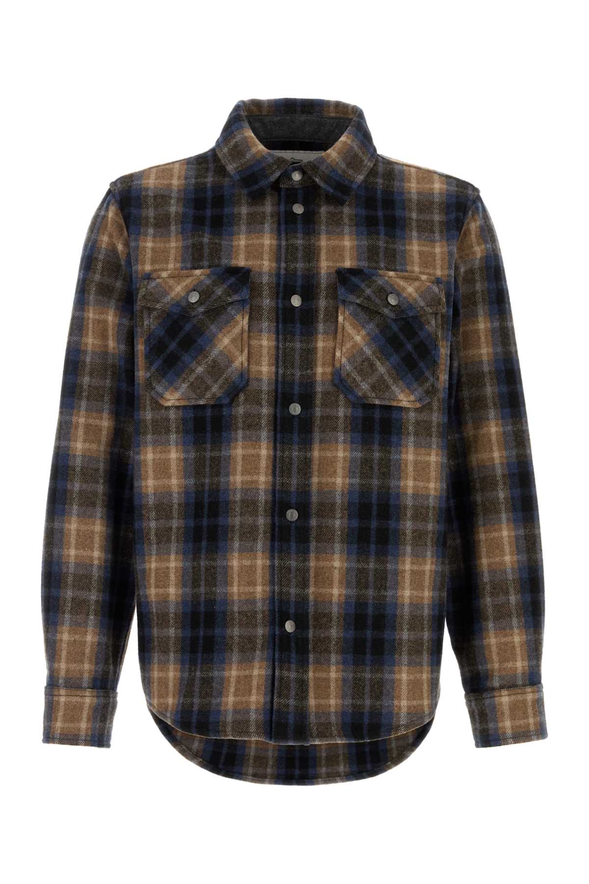 Woolrich Embroidered Flannel Alaskan Melton Shirt In Sailorbluecheck