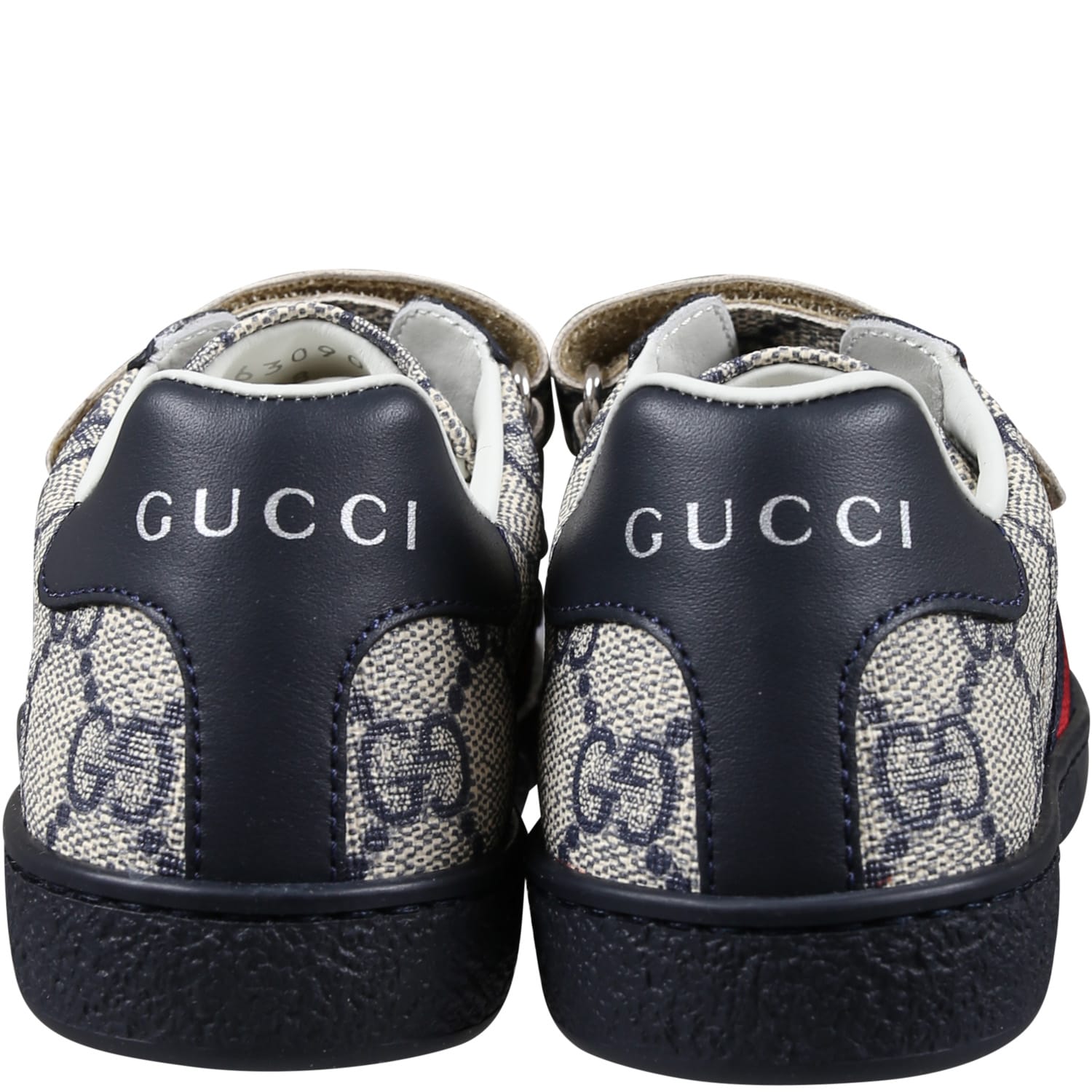 Gucci Blue Ace Sneakers For Kids With All-over Gg Logo In Blue