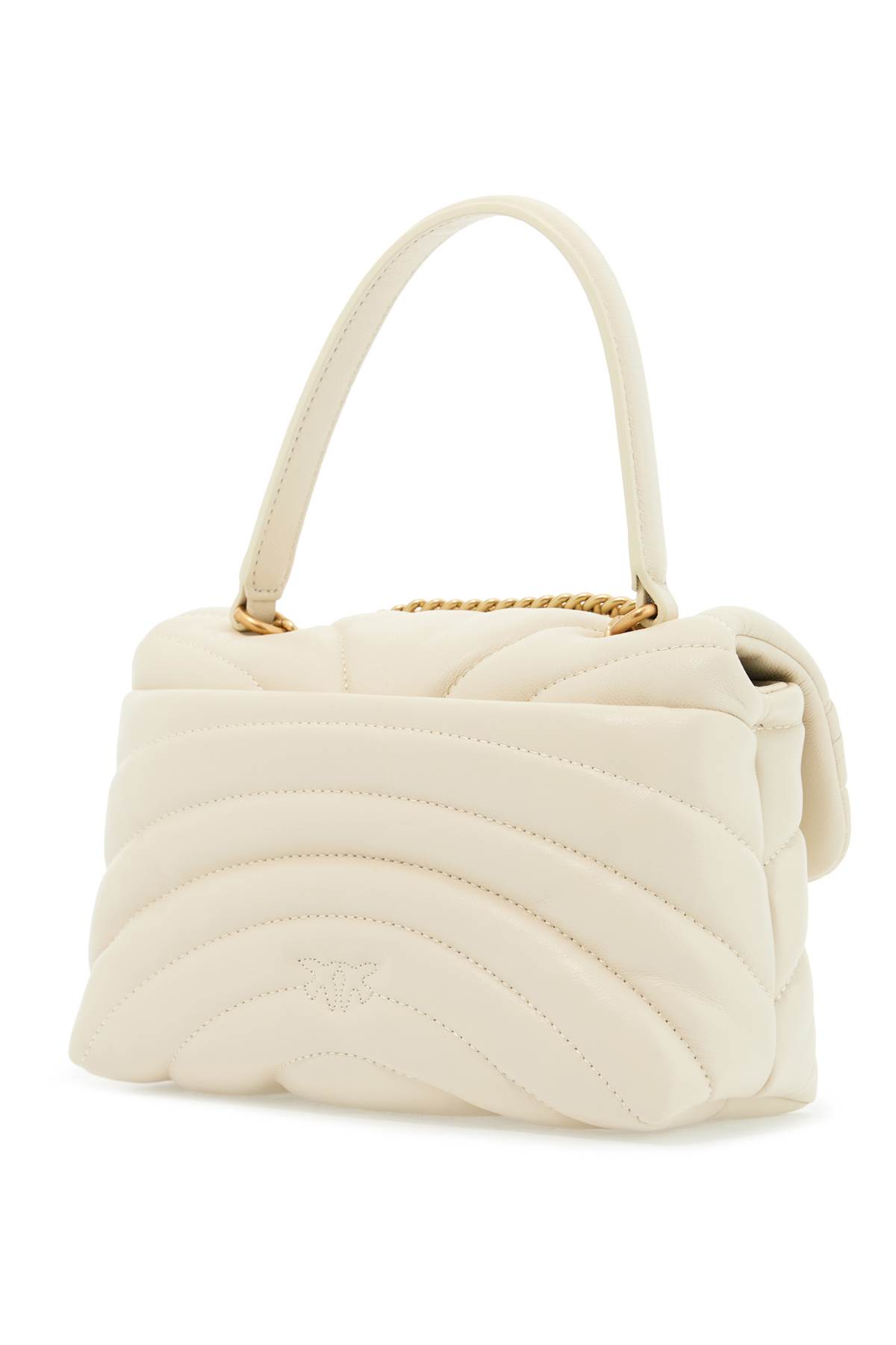 Shop Pinko Love Puff Mini Butterfly Quilt Bag In Bianco Seta-antique Gold (white)