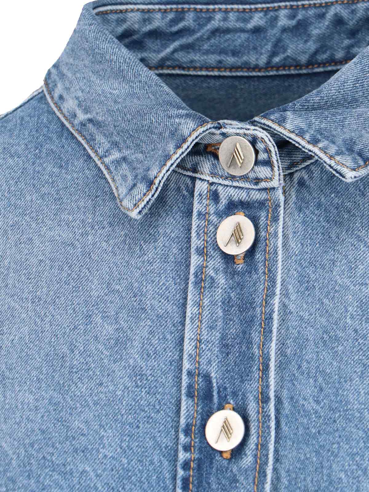 Attico Diana Denim Shirt Long Sleeves In Blue