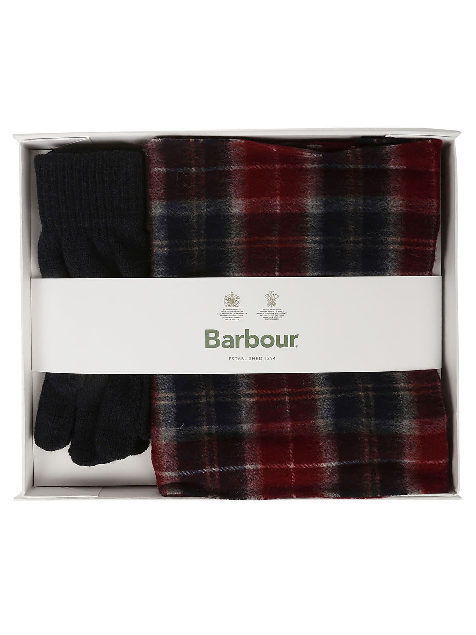 Barbour Tartan Scarf Glove Gift Set In Cranberry