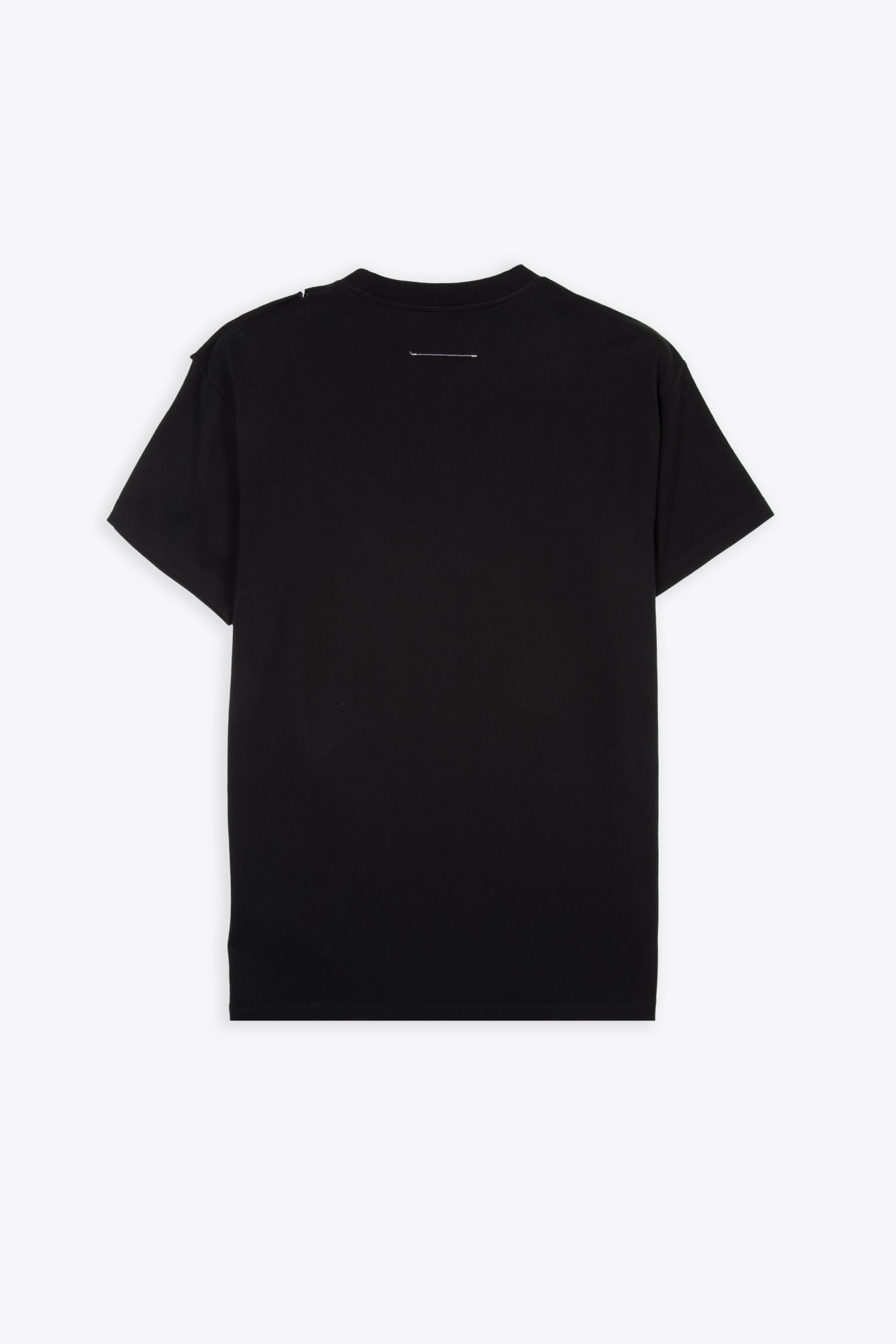 Shop Mm6 Maison Margiela T-shirt Black Cotton T-shirt With Open Shoulder In Nero