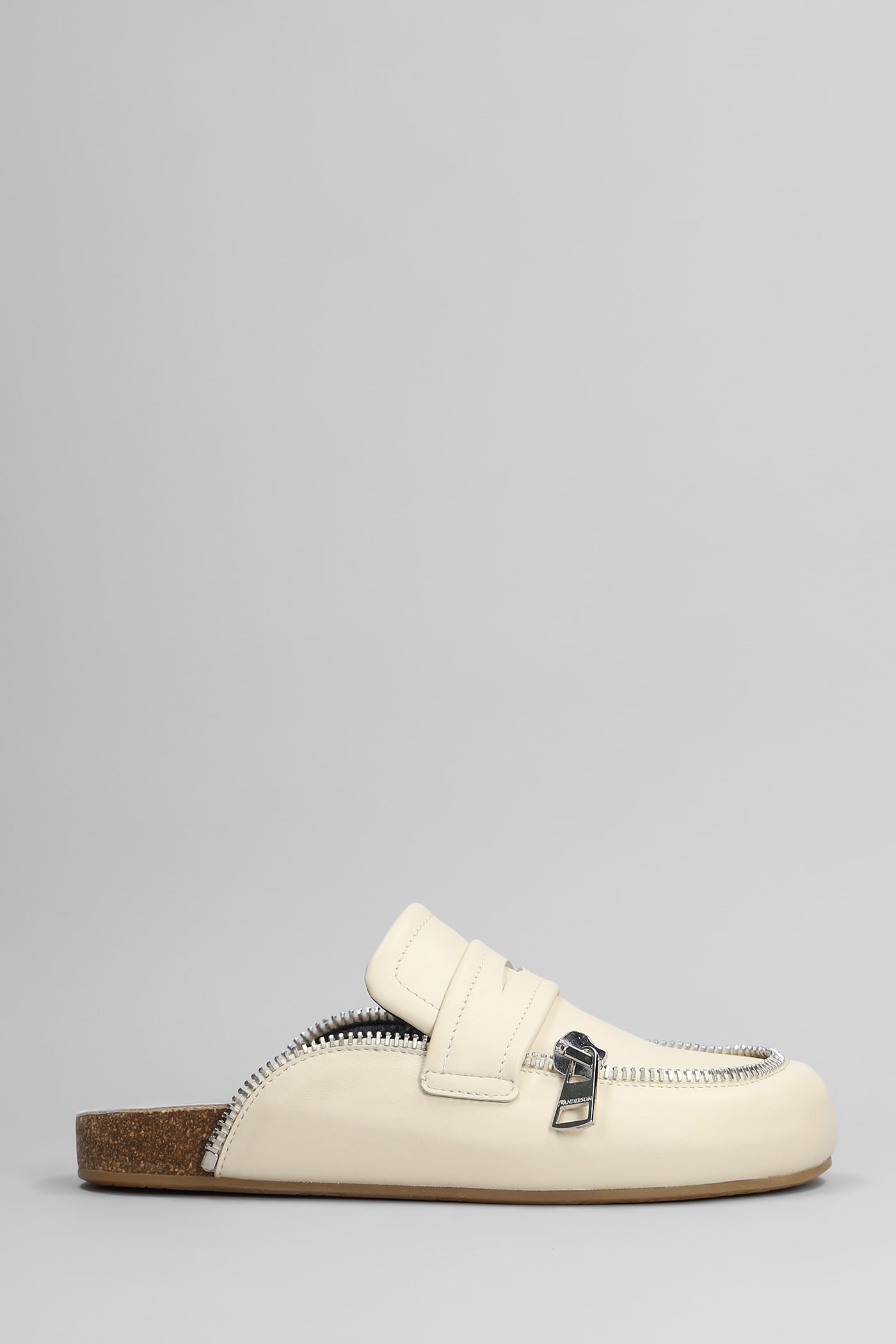 Jw Anderson Biker Loafer Slipper-mule In Beige Leather In Beige