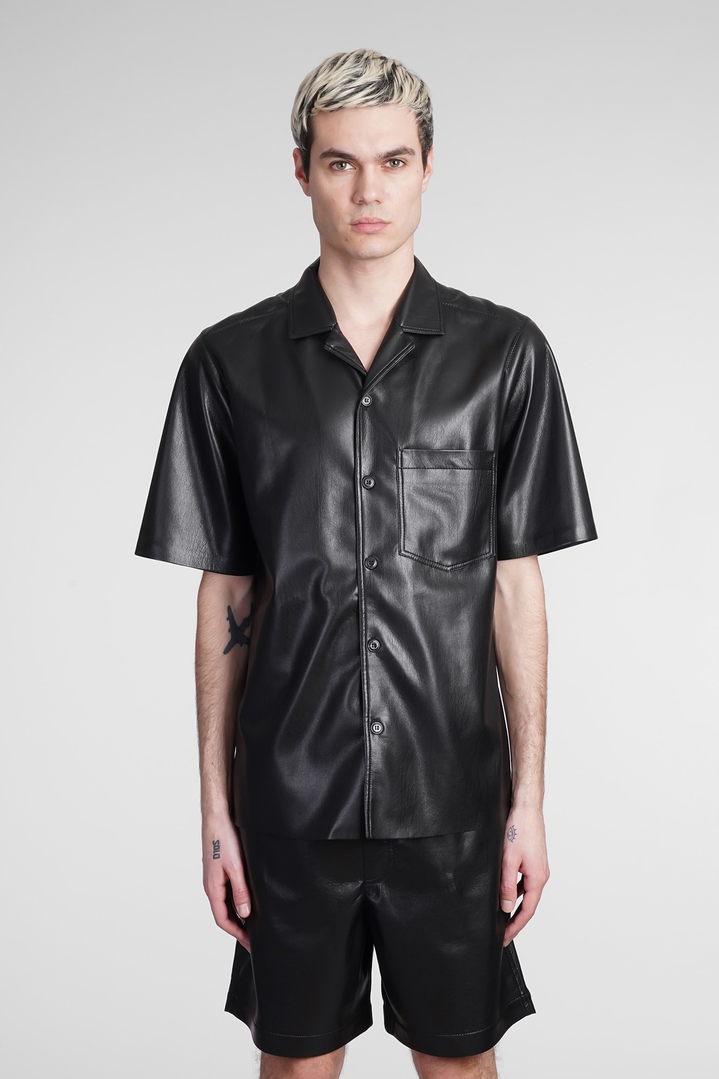 Shop Nanushka Shirt In Black Synthetic Leather