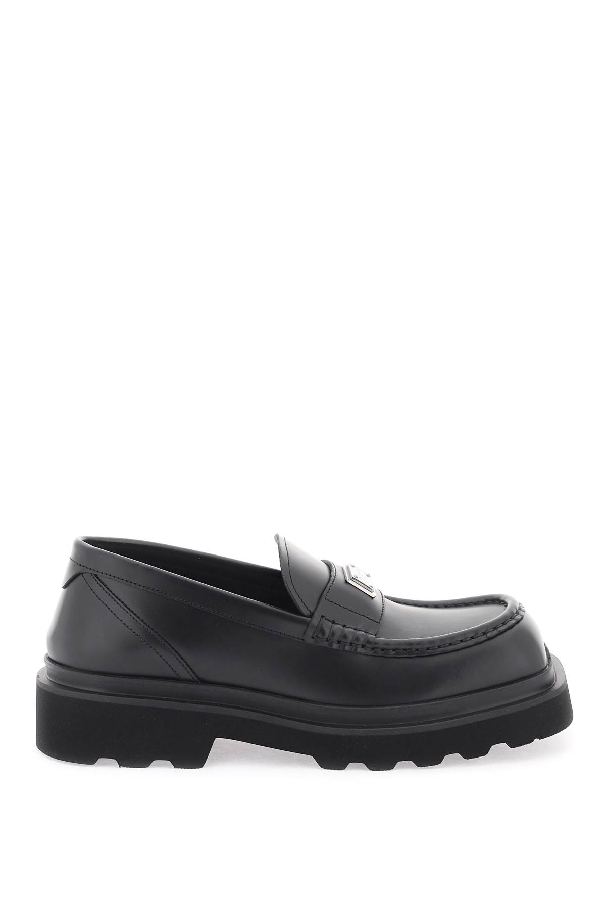 Dolce & Gabbana Leather Mocassins In Nero (black)