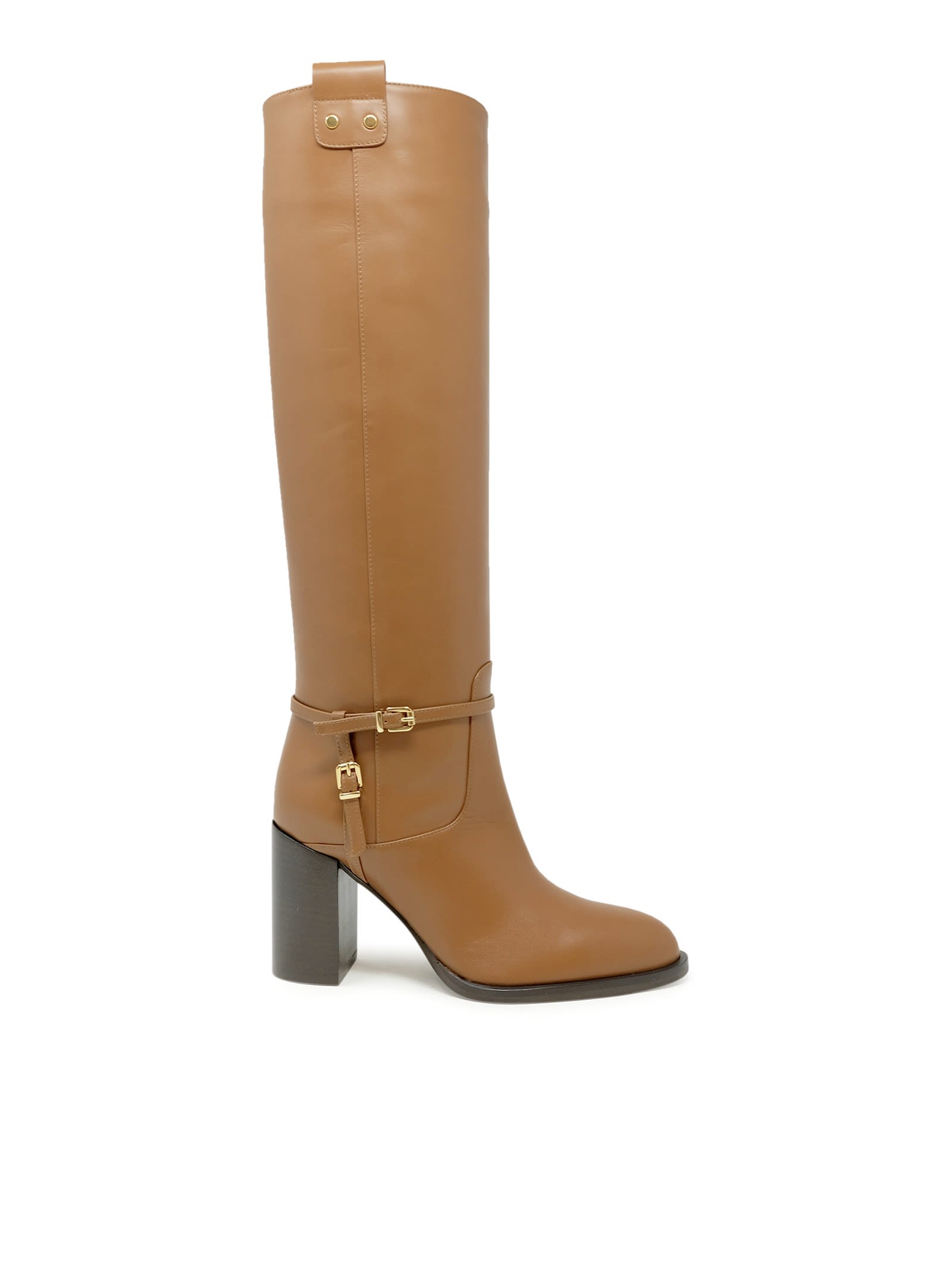 LELLA BALDI LELLA BALDI CAMEL LEATHER BOOTS 