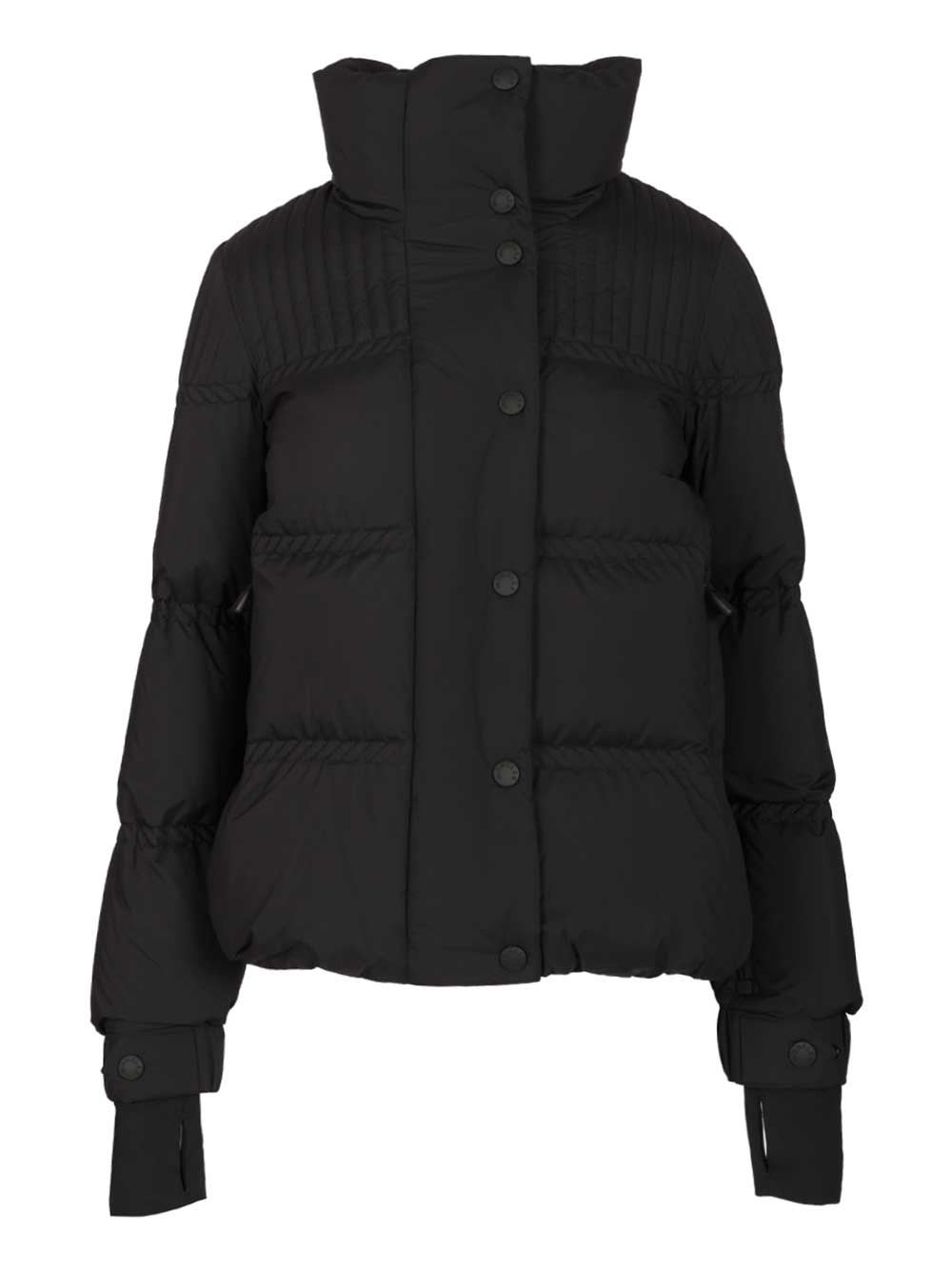 Moncler High Collar Quilted Nylon Outerwear In Black