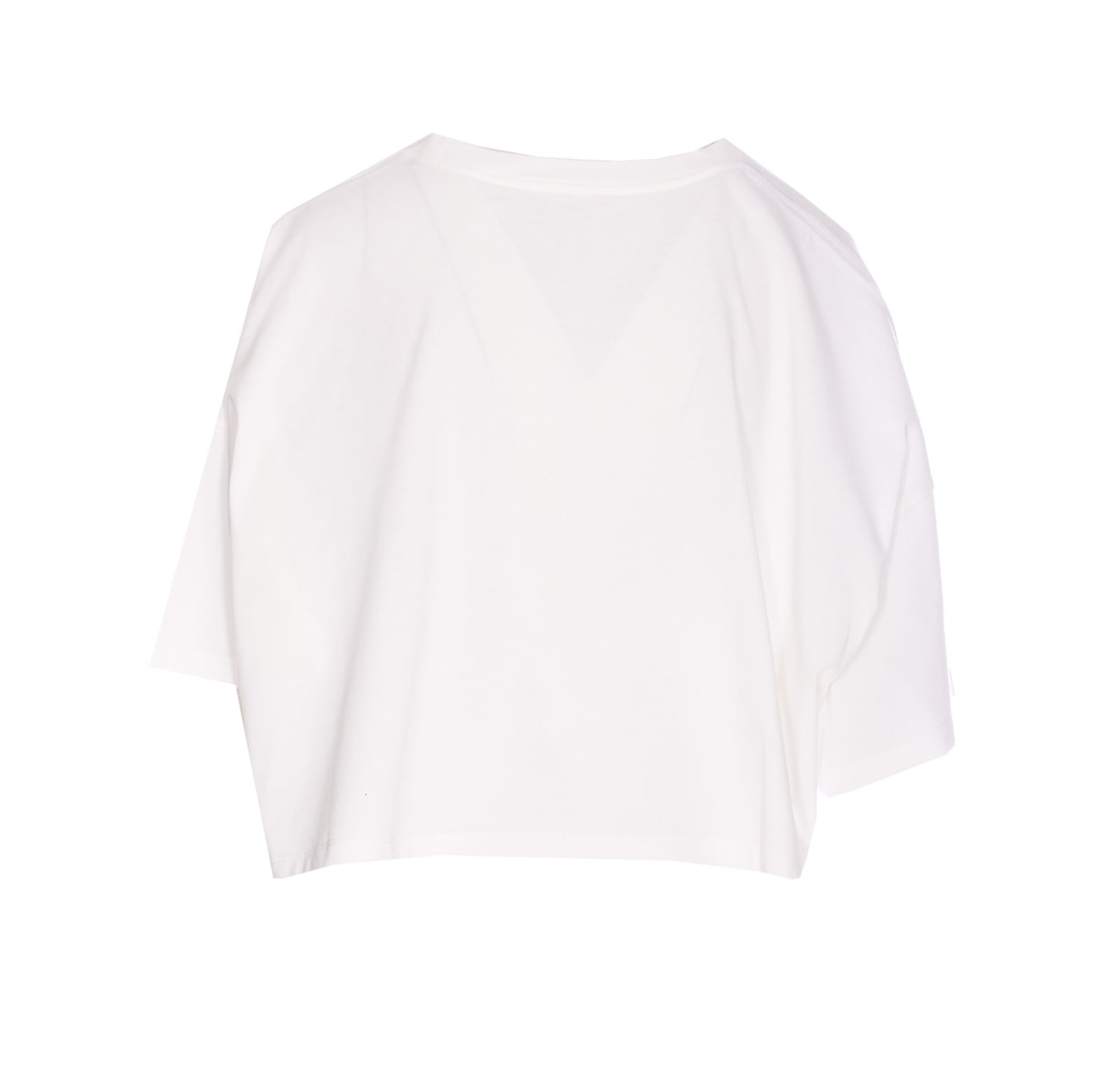 Chloé White Cropped T-shirt With Logo Lettering Print In Cotton Woman