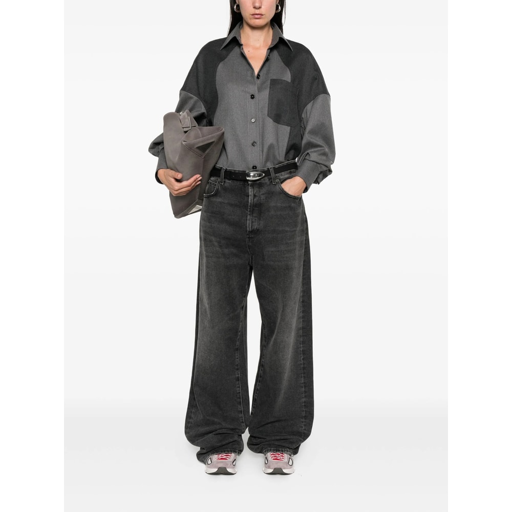 Stella Mccartney Panelled Oversized Shirt In Gray