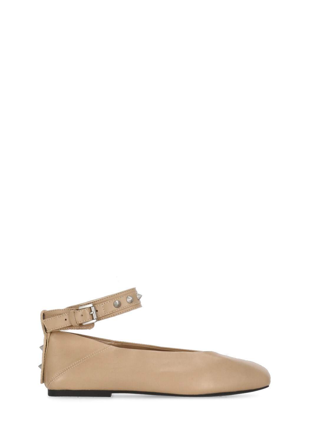 Ash Studded Ankle-strap Flat Pumps In Brown