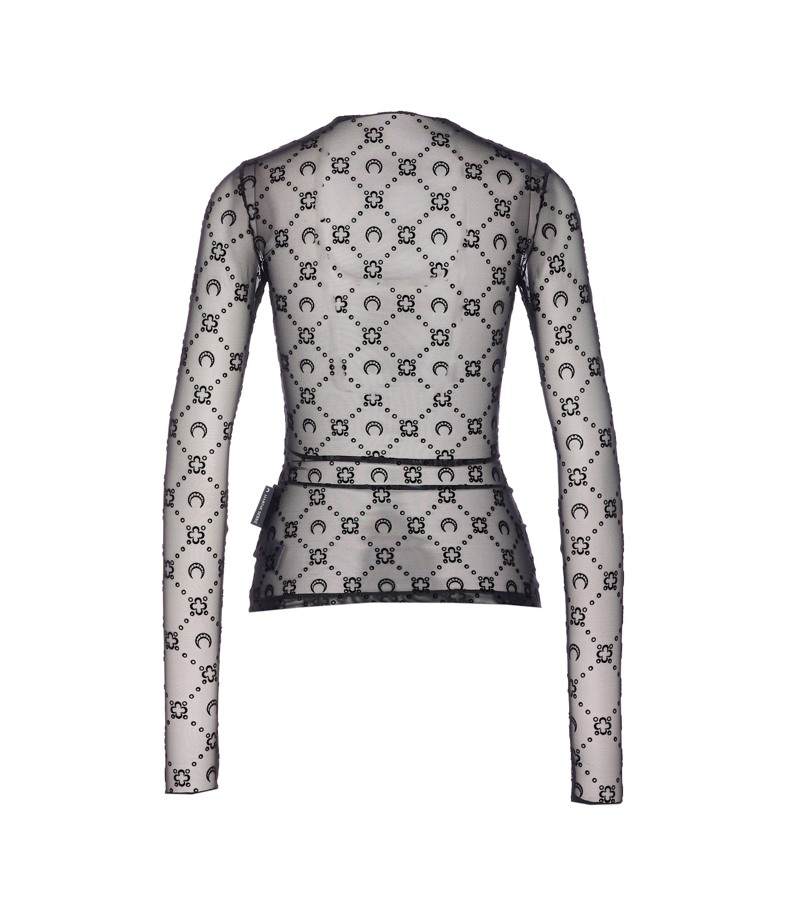 Marine Serre Moonogram Mesh Lock Long Sleeves Top In Black
