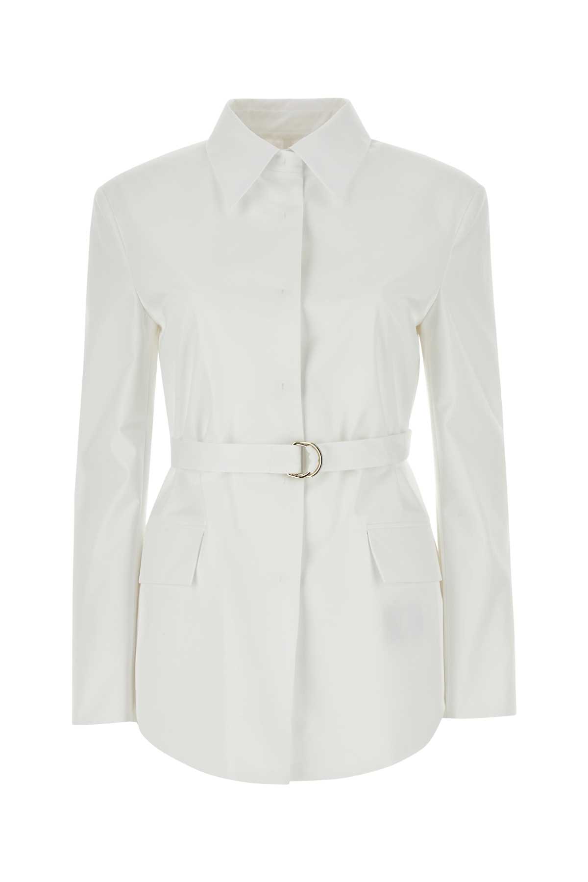 Shop Valentino White Poplin Overcoat In Biancoottico