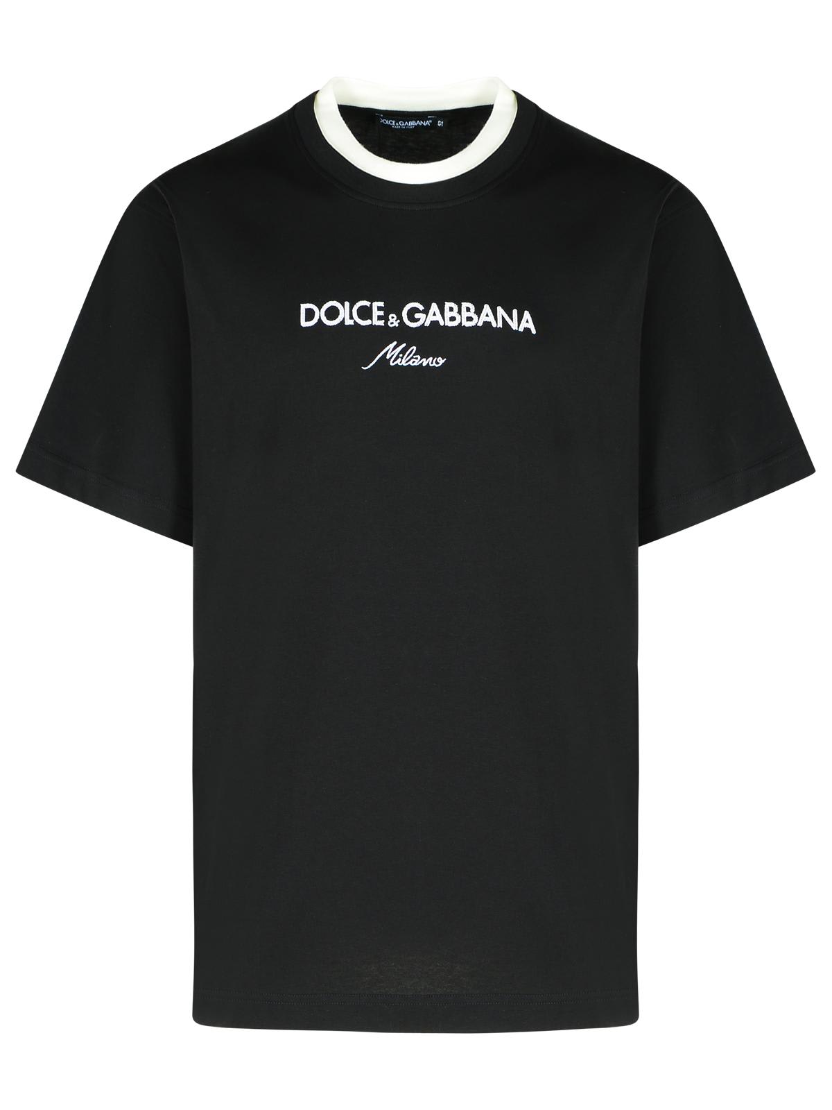 Dolce & Gabbana Logo-embroidered Layering Cotton T-shirt In Black