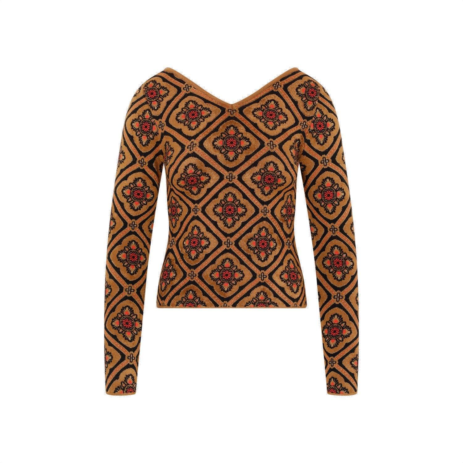 Shop Etro Floral-jacquard Knitted Jumper In Marrone/multicolour