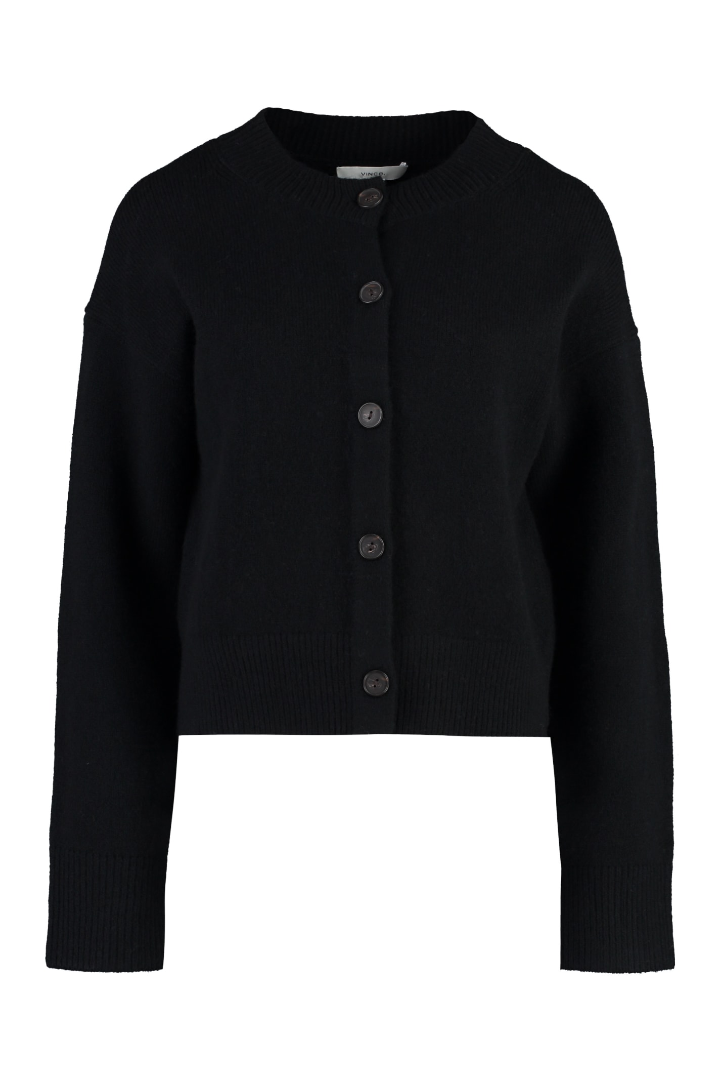 Shop Vince Wool And Cashmere Cardigan In Blk Black
