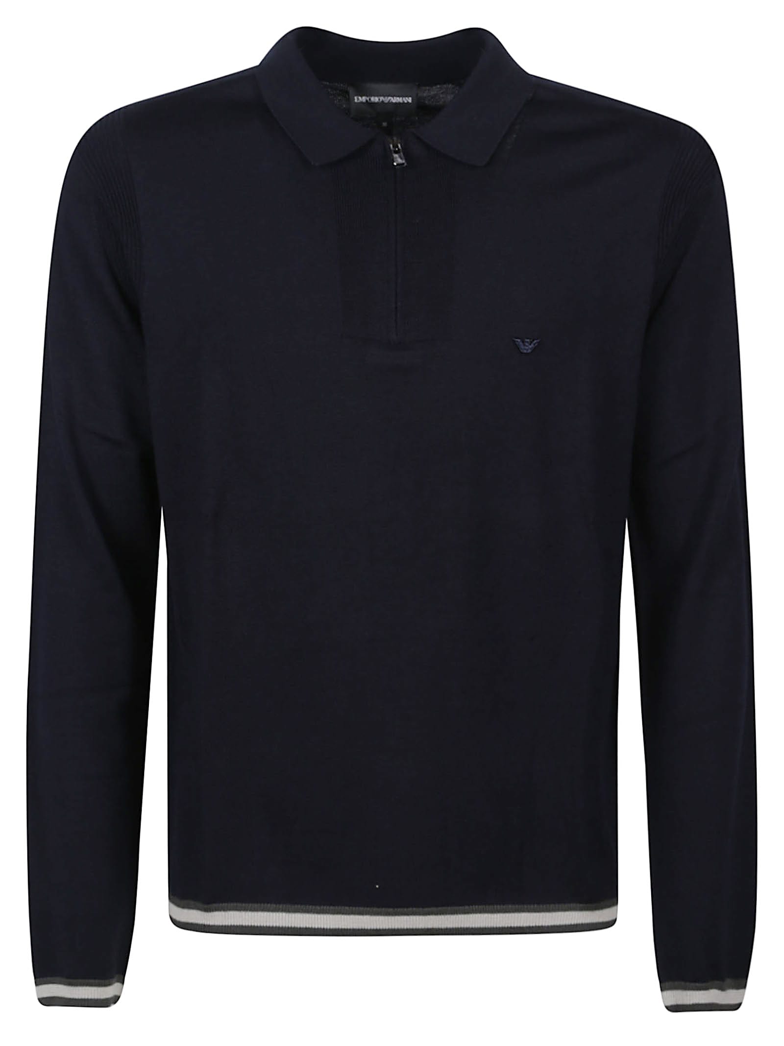 Emporio Armani Half Zip Polo Neck Sweater In Blue