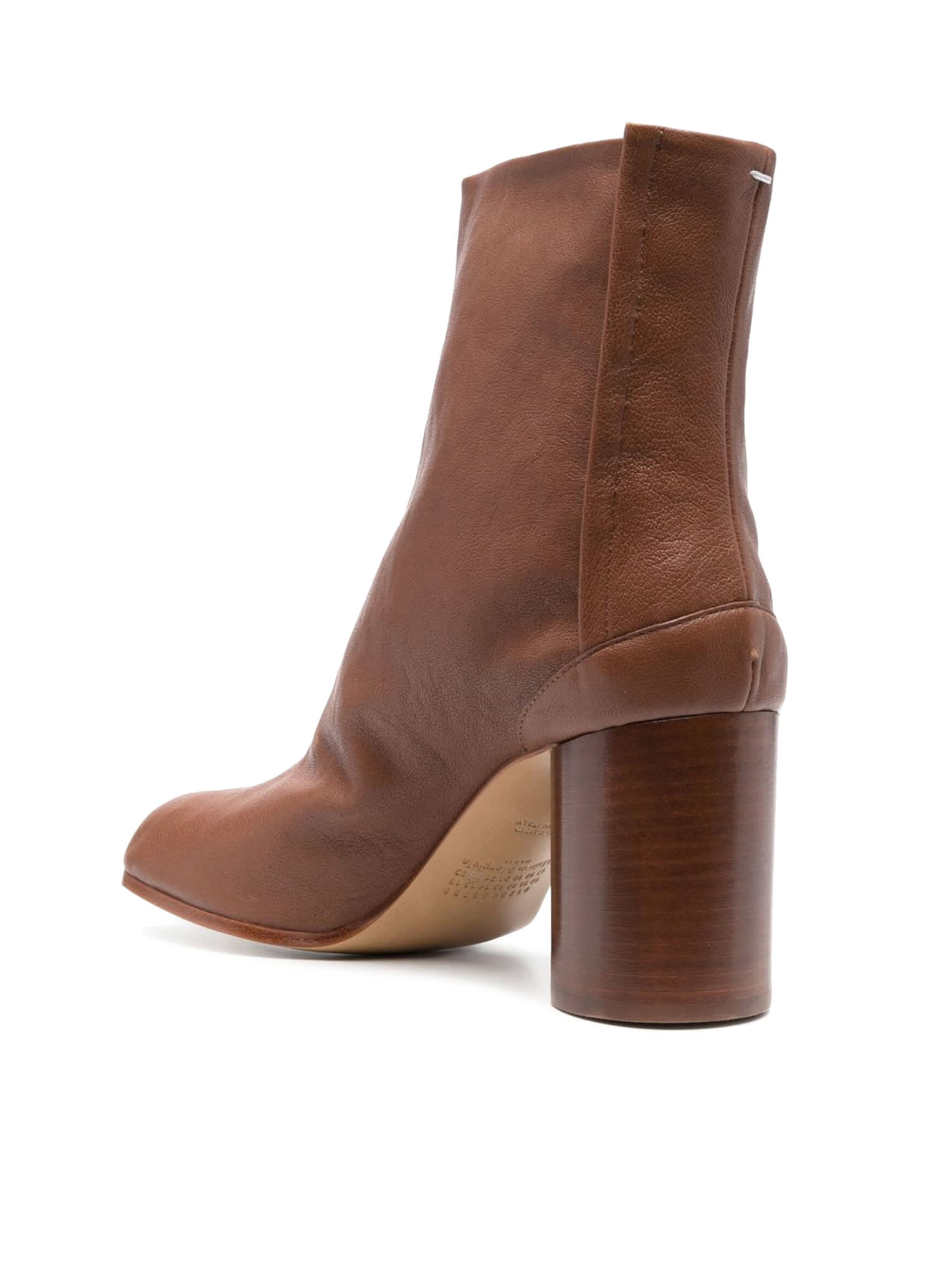 Maison Margiela 'tabi' Brown High Heel Ankle Boots In Brown