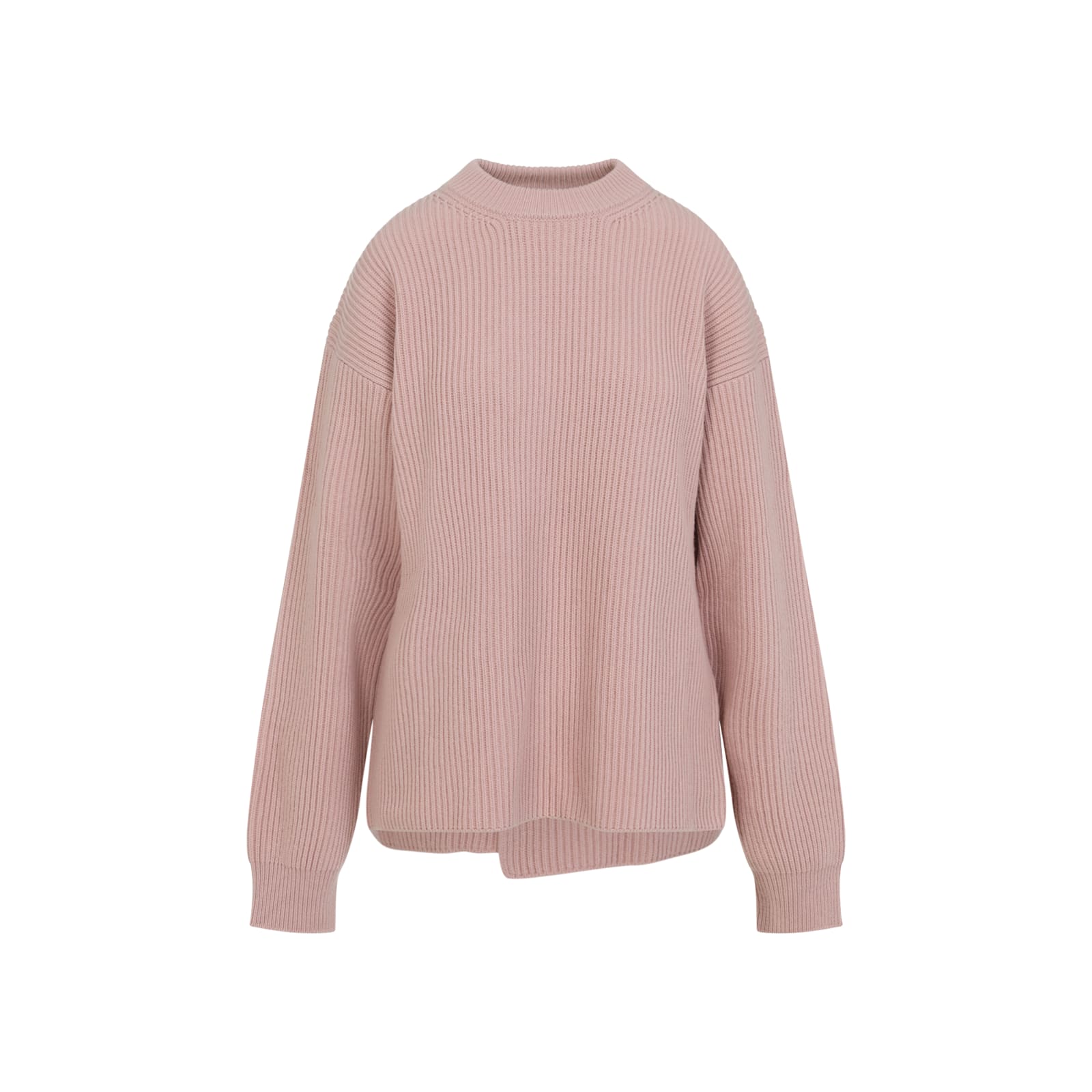 Jil Sander Long Sleeves Knitwear Asymmetric Hem In Pink