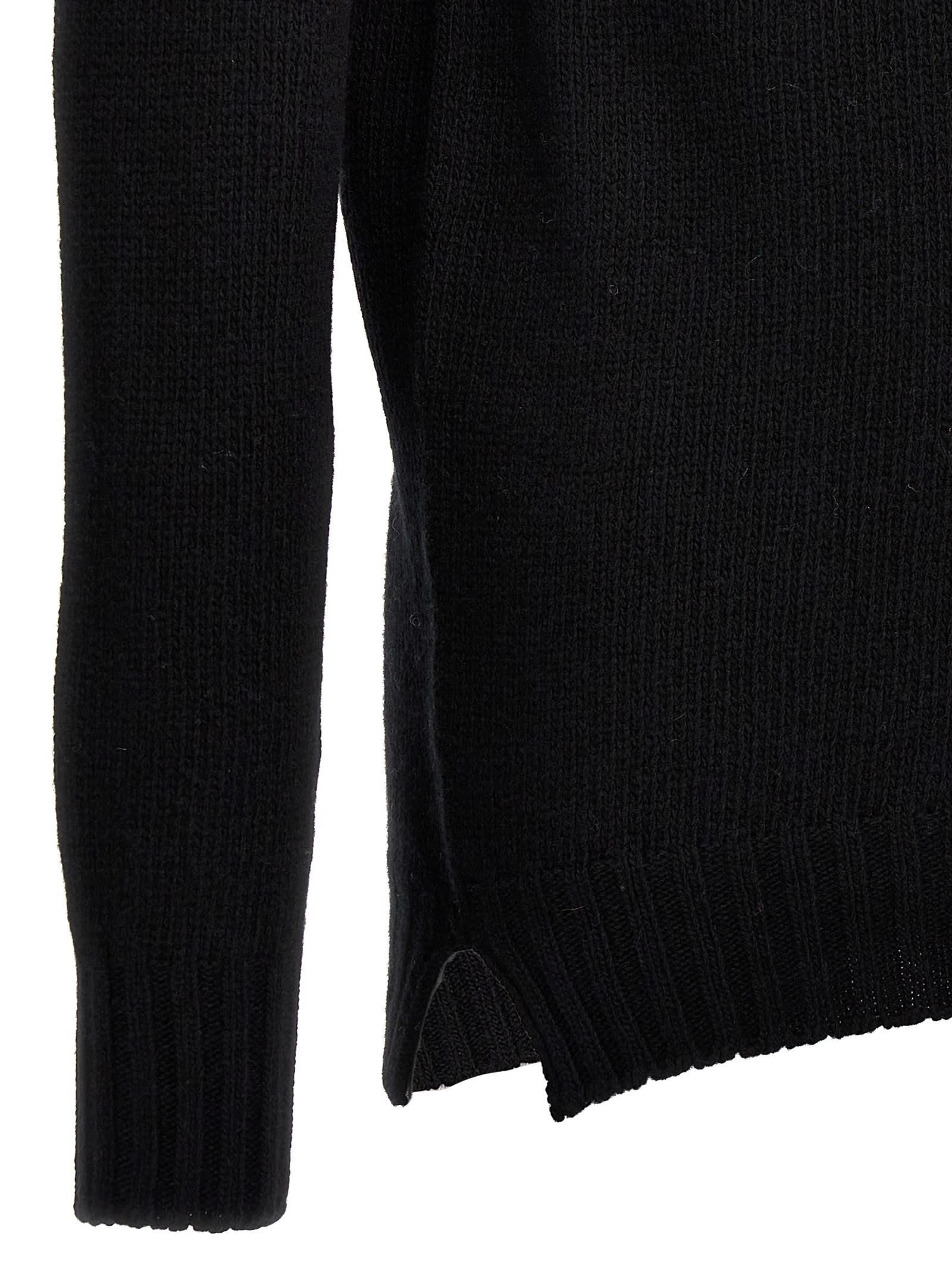 Ma'ry'ya Cashmere Blend Wool Sweater With Ribbed Detailing In Black
