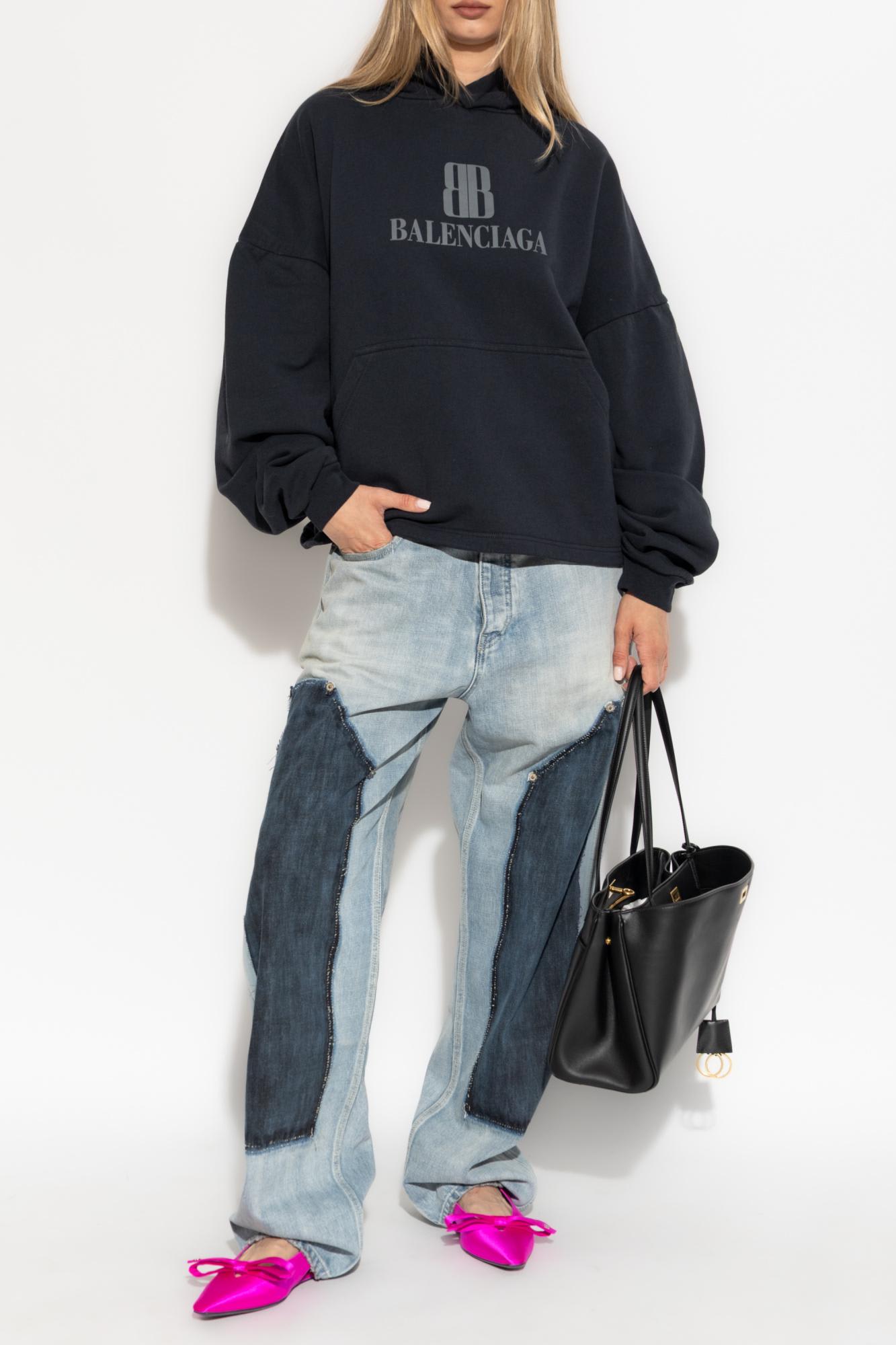 Balenciaga Cropped Hoodie Clothing In Black