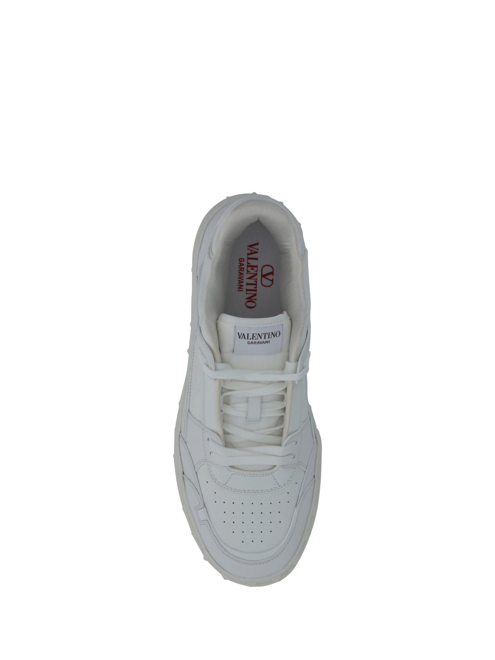 Valentino Garavani Premium Calf Leather Sneakers With Rockstud Detailing In White