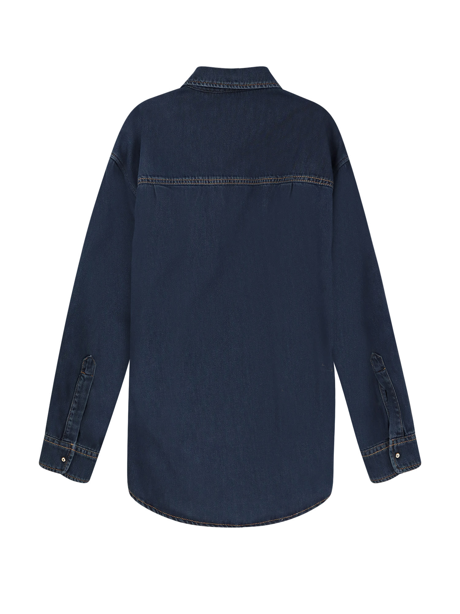 Darkpark Denim Shirt With Collared Neck And Pocket In Blue
