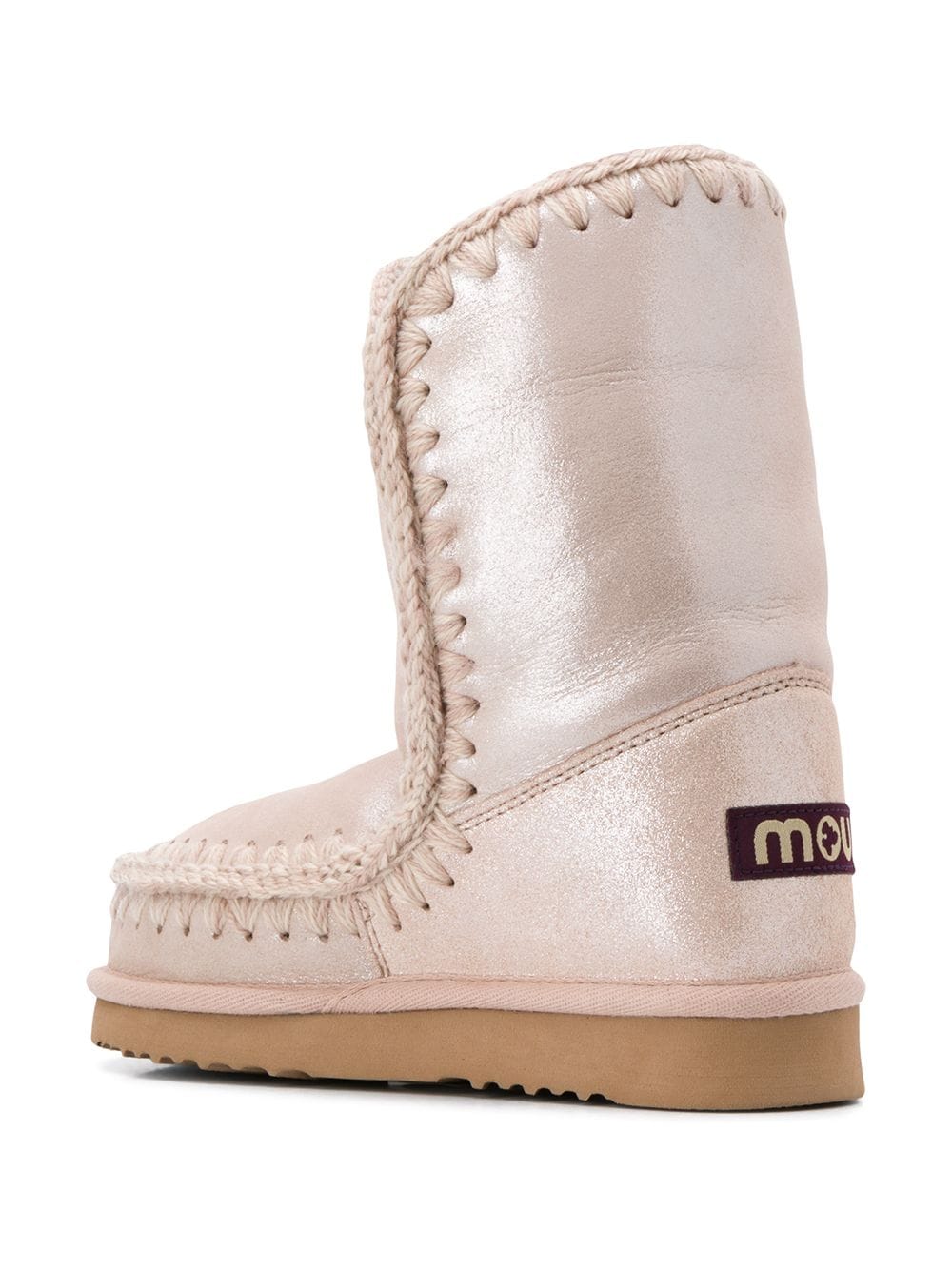 Mou Eskimo 24 Low Heels Ankle Boots In Rose-pink Glitter In Rose-pink