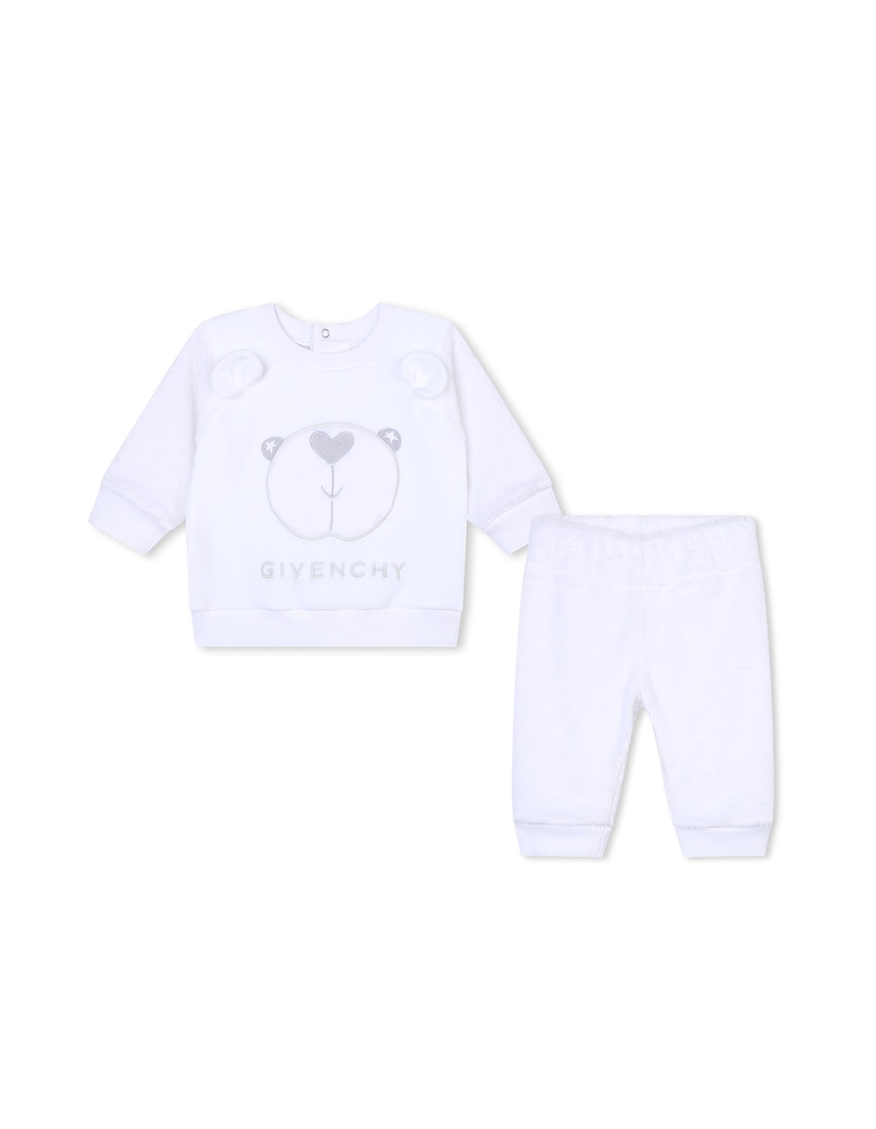 Givenchy Babies' White Chenille Set With Teddy In Bianco