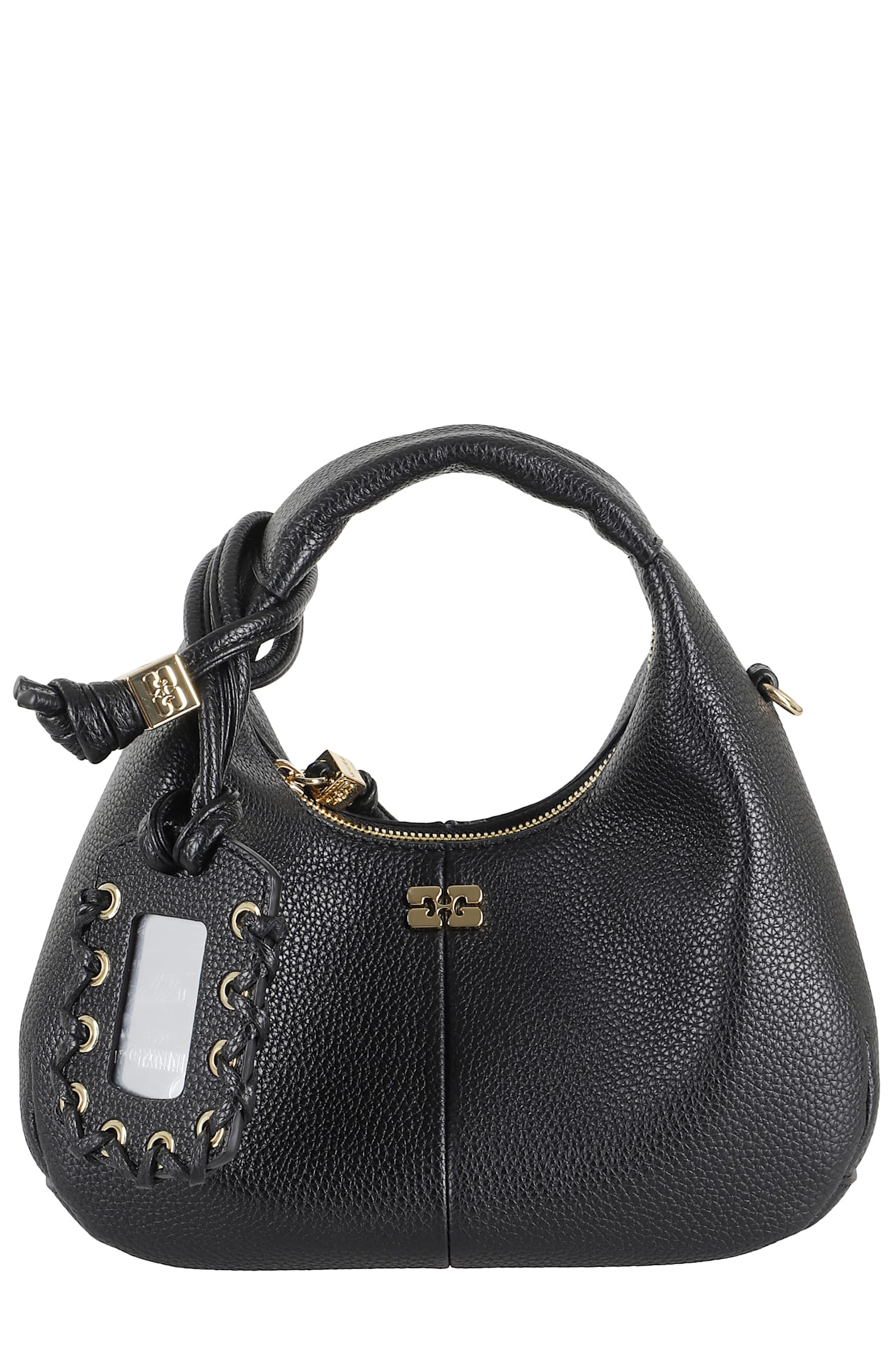 Ganni Hobo Mini Grained In Black