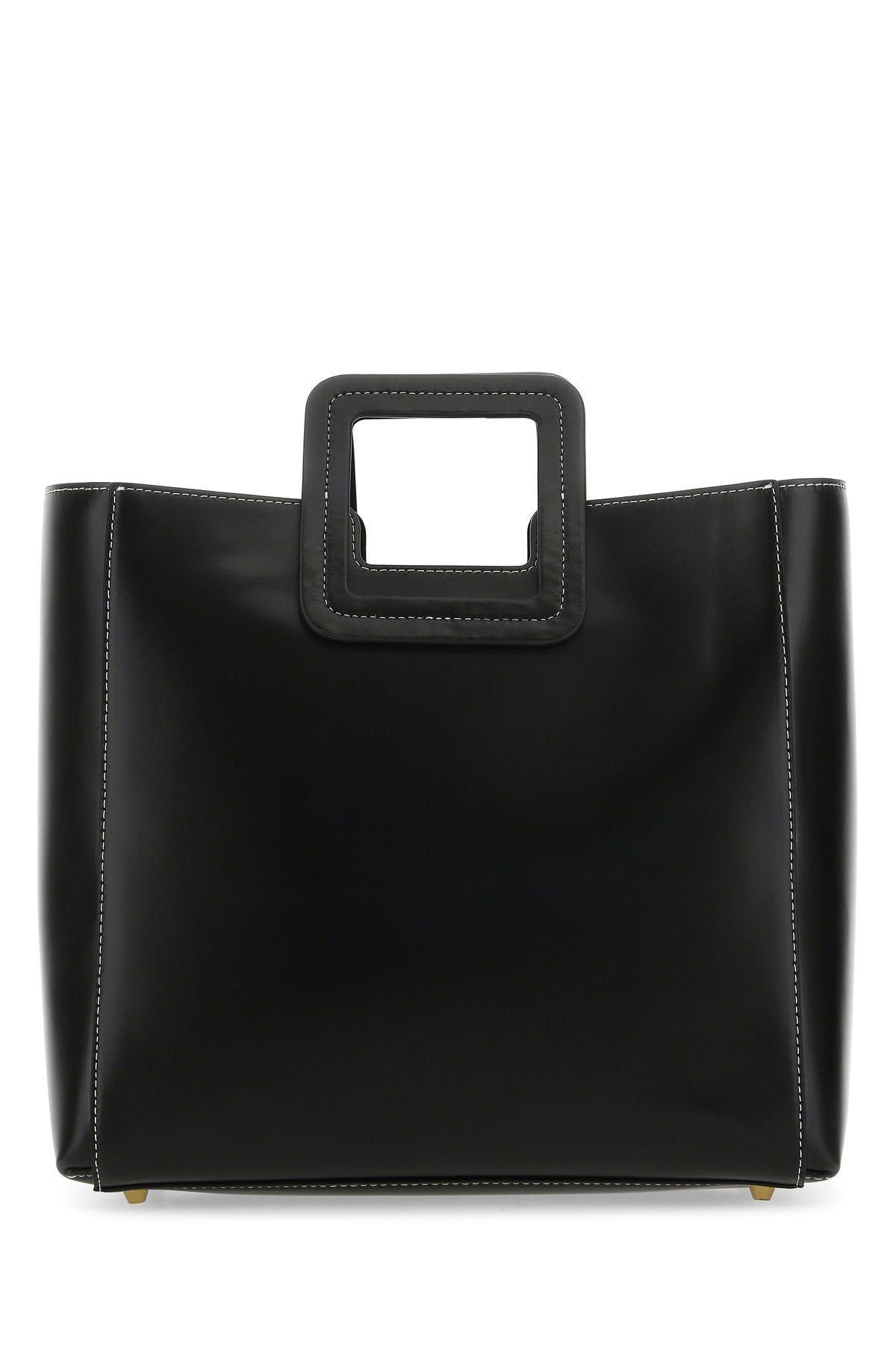 Staud Black Leather Shirley Shopping Bag