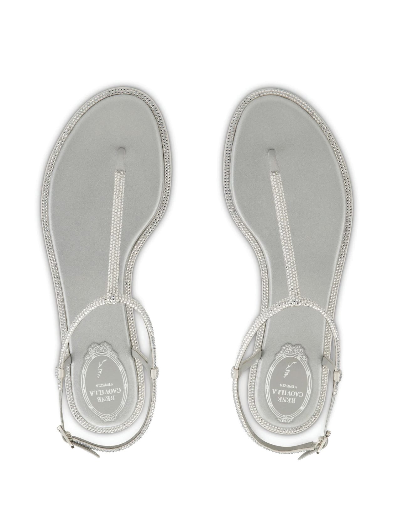 Shop René Caovilla Grey Diana Low Jewel Sandals