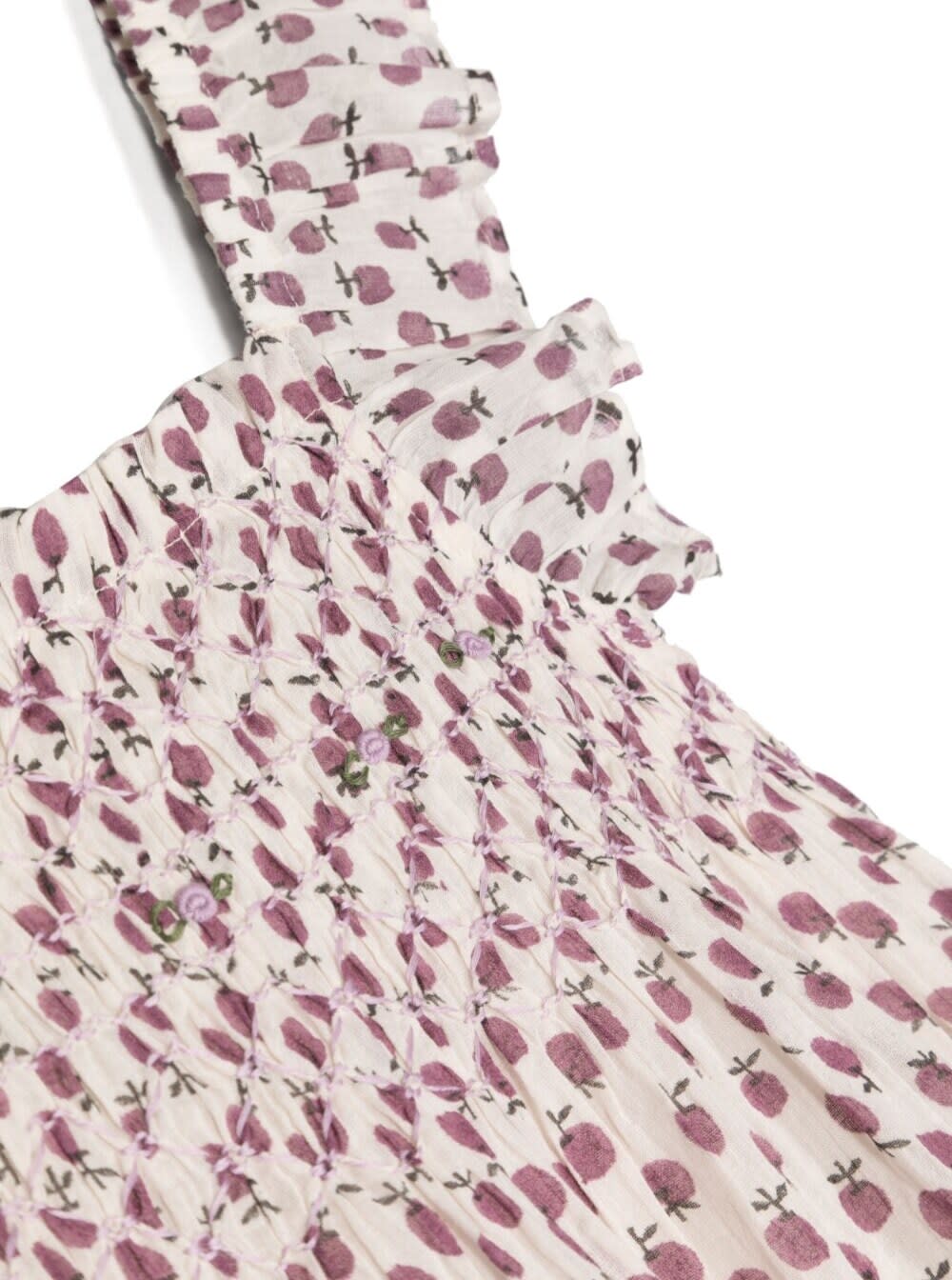 Shop Emile Et Ida All-over Apple Print Dress In White And Red Cotton Girl In Violet