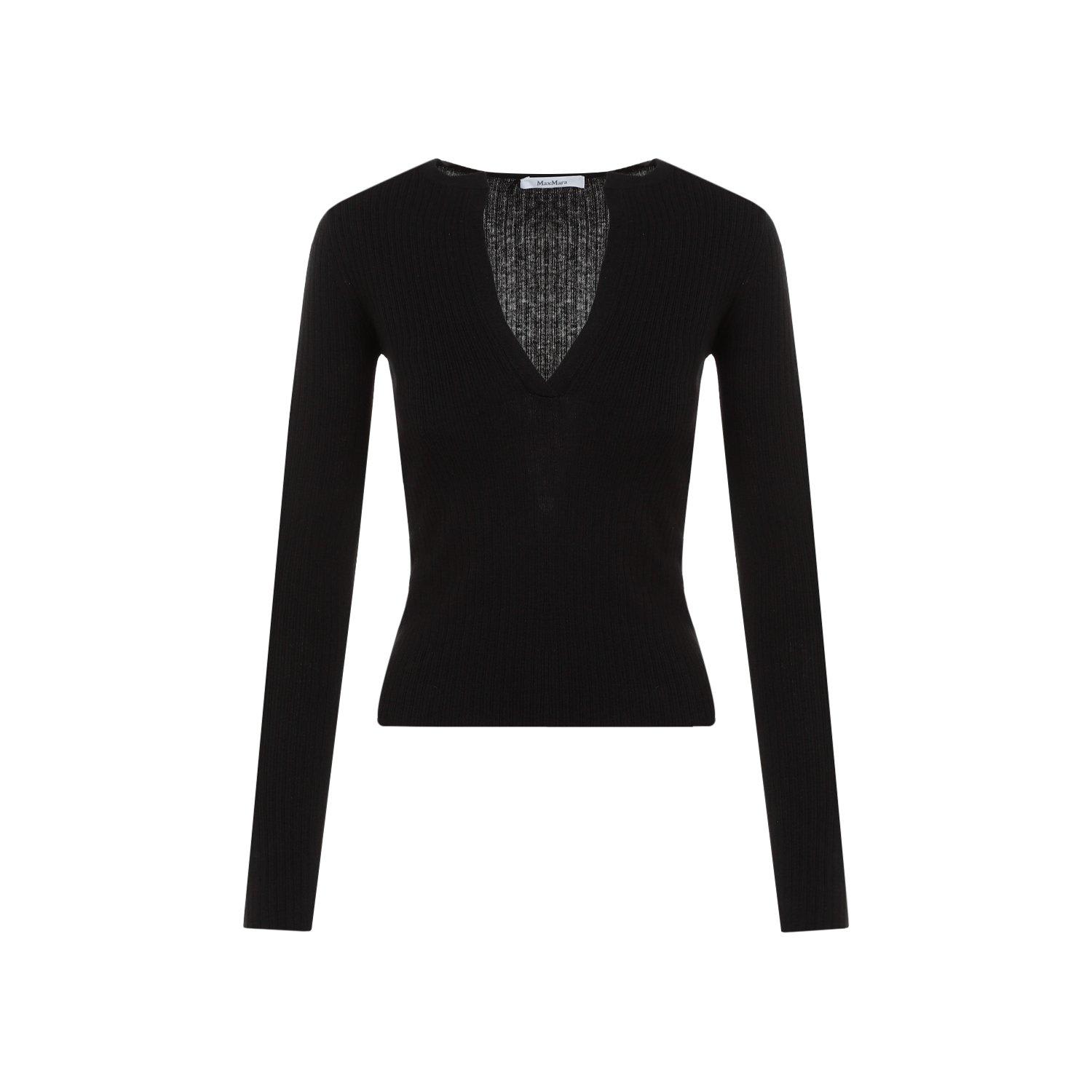 Shop Max Mara V-neck Knit Top In Black