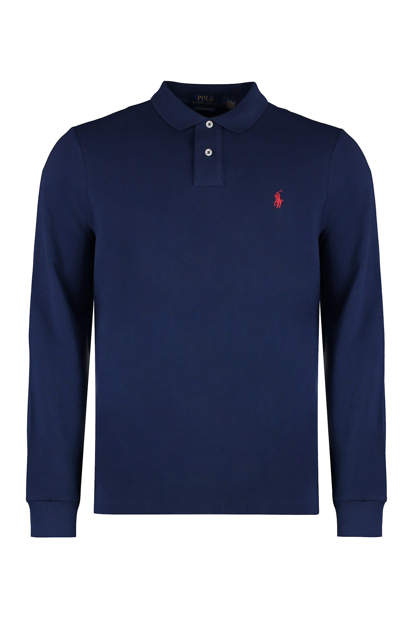Ralph Lauren Long Sleeve Cotton Polo Shirt In Blue