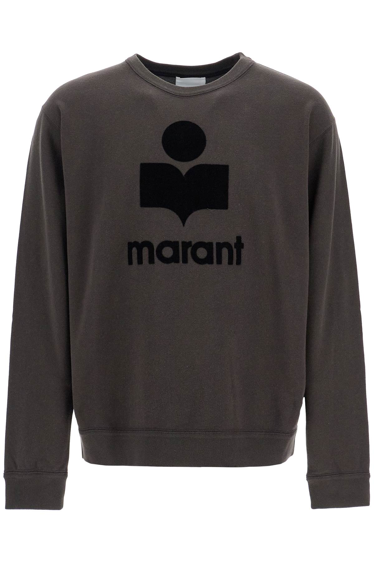 Shop Isabel Marant Mikoy Flocked Logo Sweatshirt In Faded Black (grey)