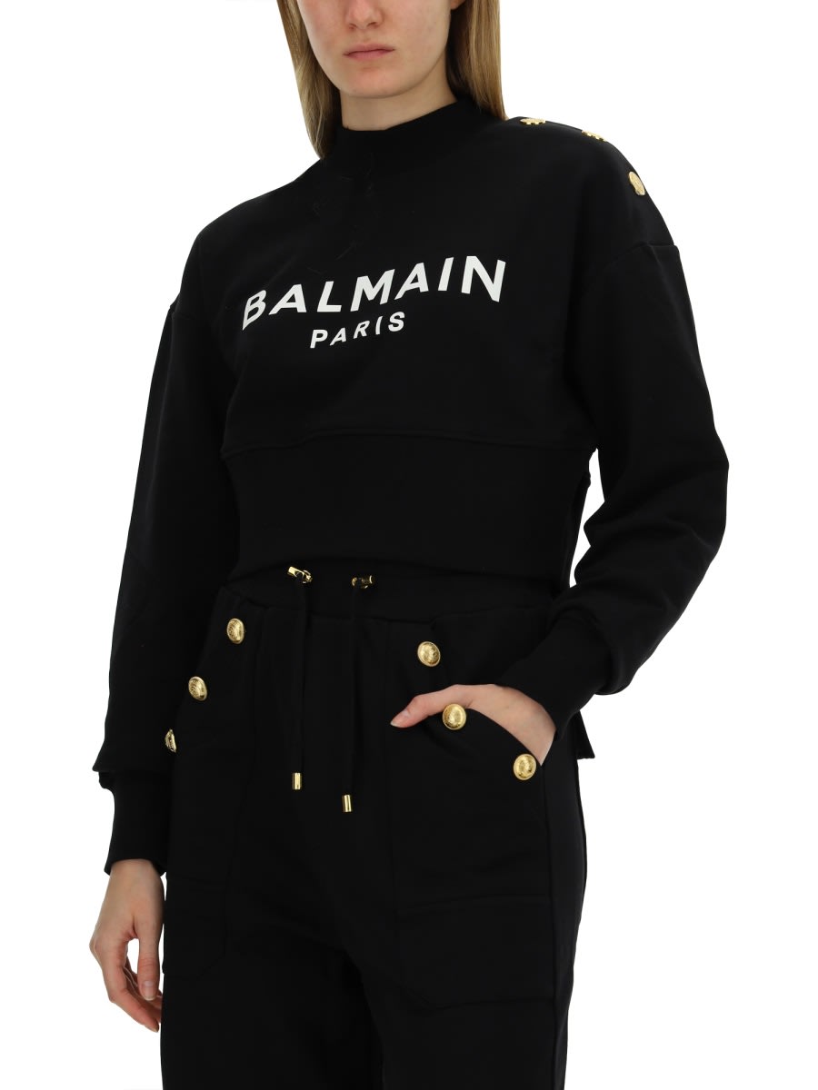 Shop Balmain Sweatshirt With Logo In Black
