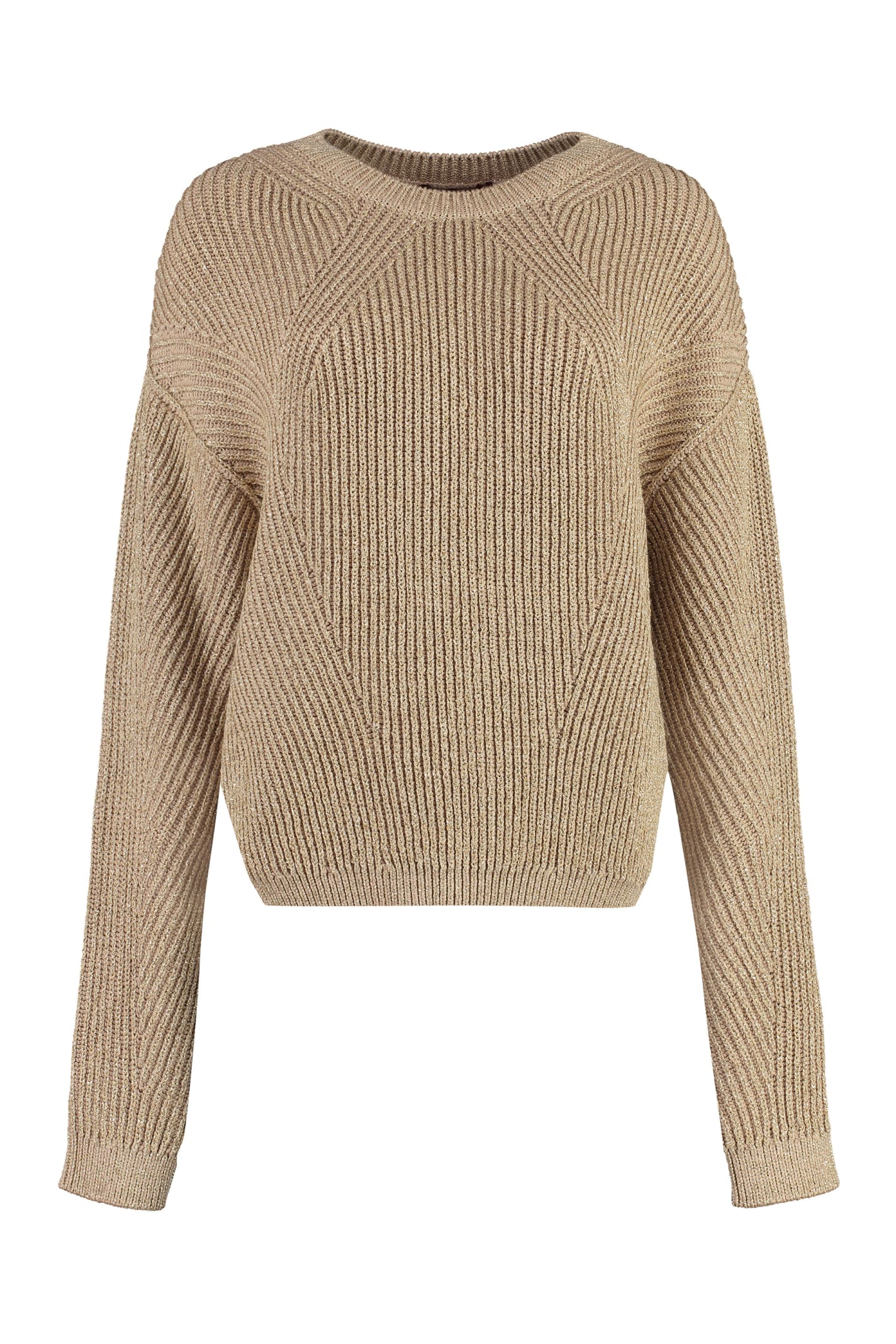 Shop Max Mara Editto Viscose-blend Crew-neck Sweater In Gold