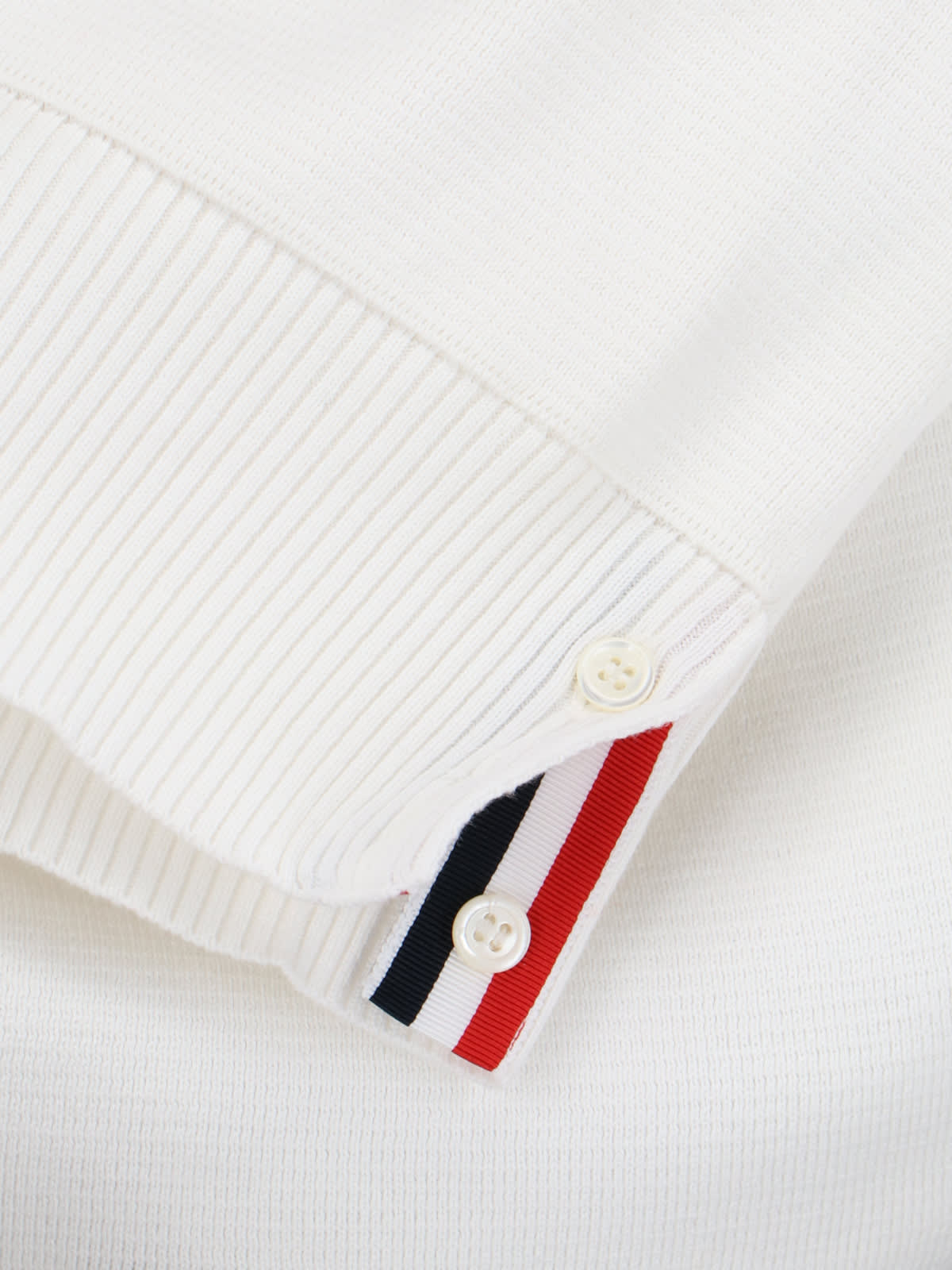 Shop Thom Browne Tricolor Detail Cardigan In White